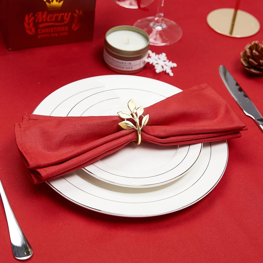 ZIBUYU® 24PCS Golden Leaf Napkin Ring Deluxe for Dining Table Wedding Feast Banquet Festival