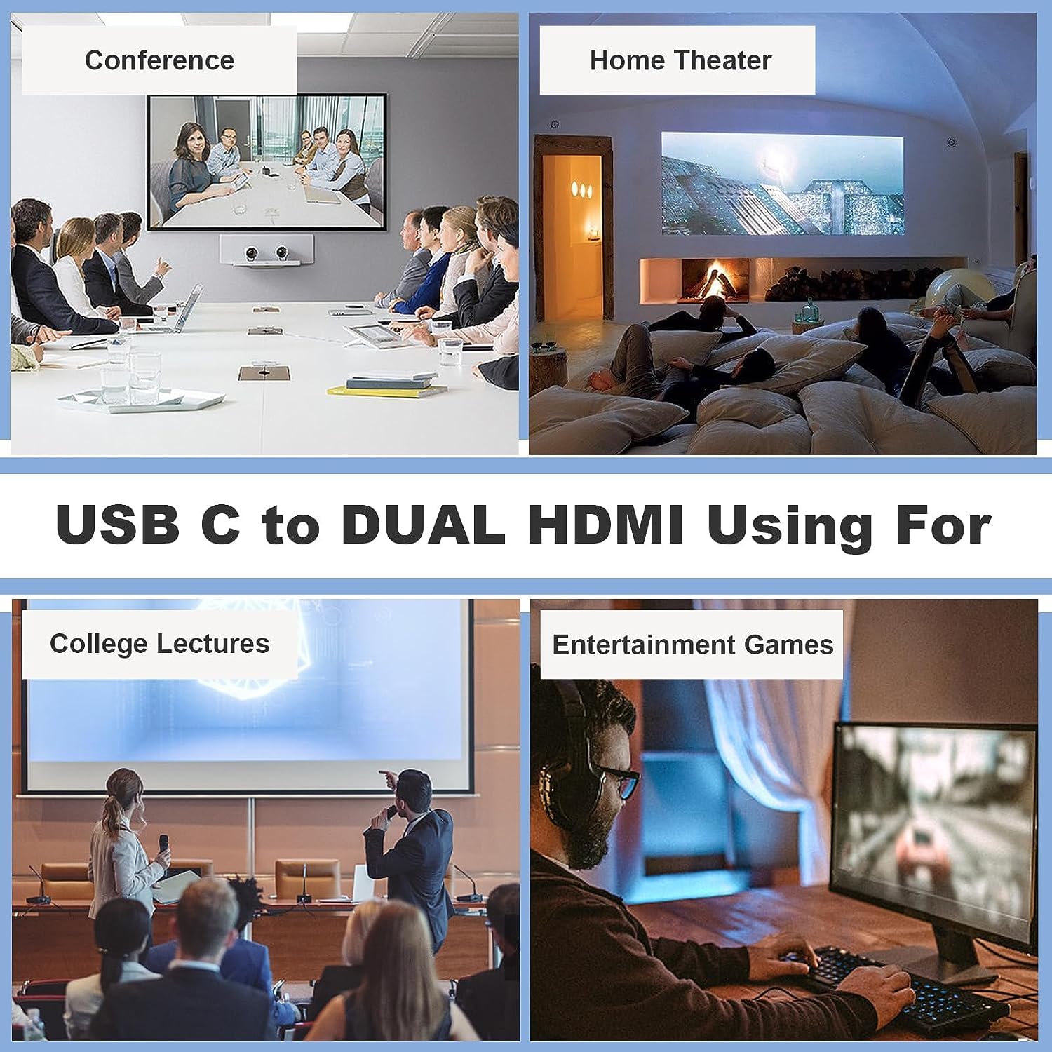 Verilux USB C to HDMI Adapter with Dual HDMI Ports 4K 60Hz for MacBook Pro Air and Dell XPS