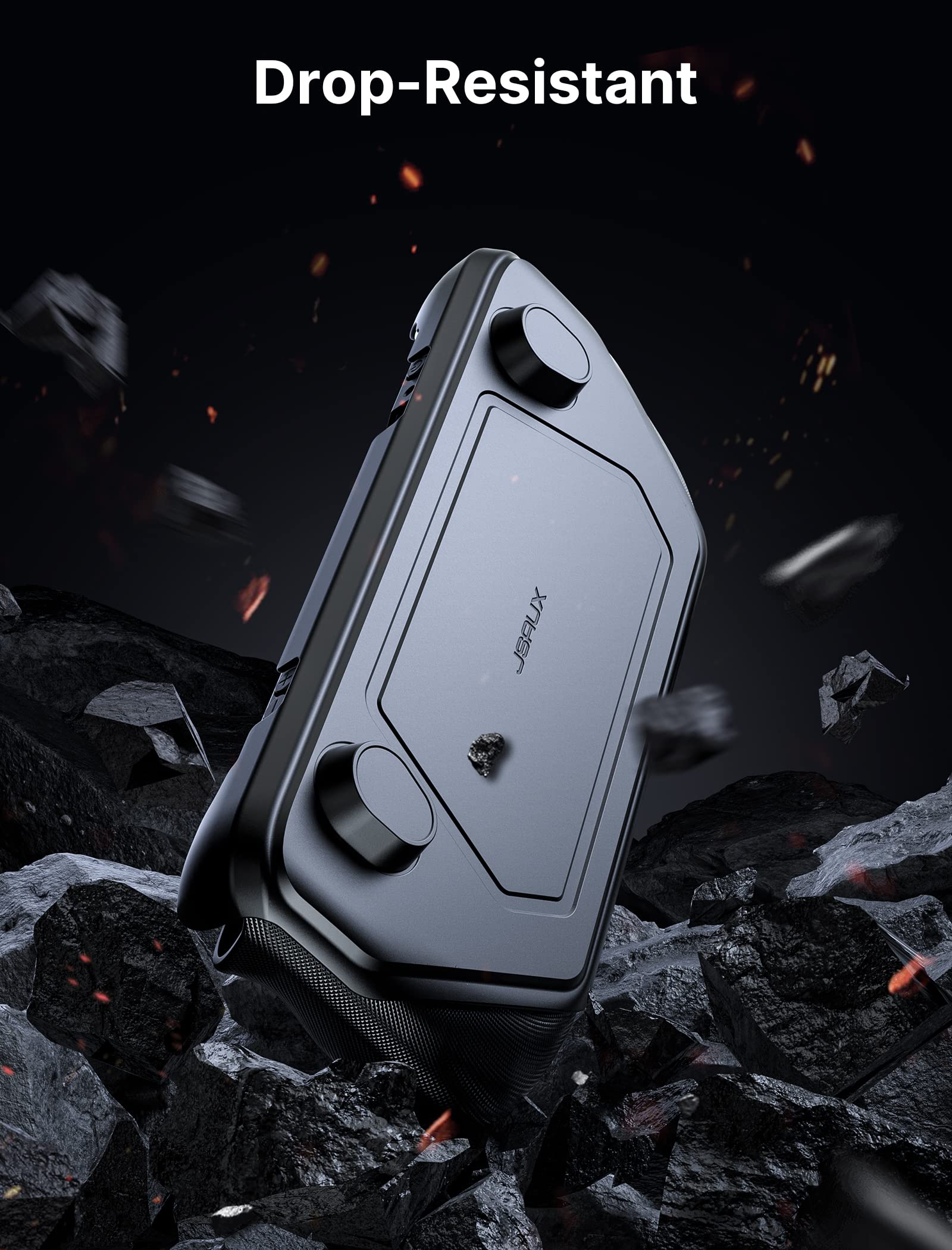 JSAUX ModCase for Steam Deck with Detachable Front Shell and Metal Stand | Black Set