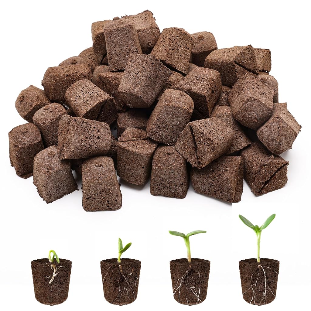 HASTHIP® 50Pcs Seedling Sponge Blocks, 1.2''' Soilless Cultivation Substrate for Seed Starting, Water-Retaining & Breathable Seed Starter Plugs for Succulents, Vegetables & Hydroponic Gardening