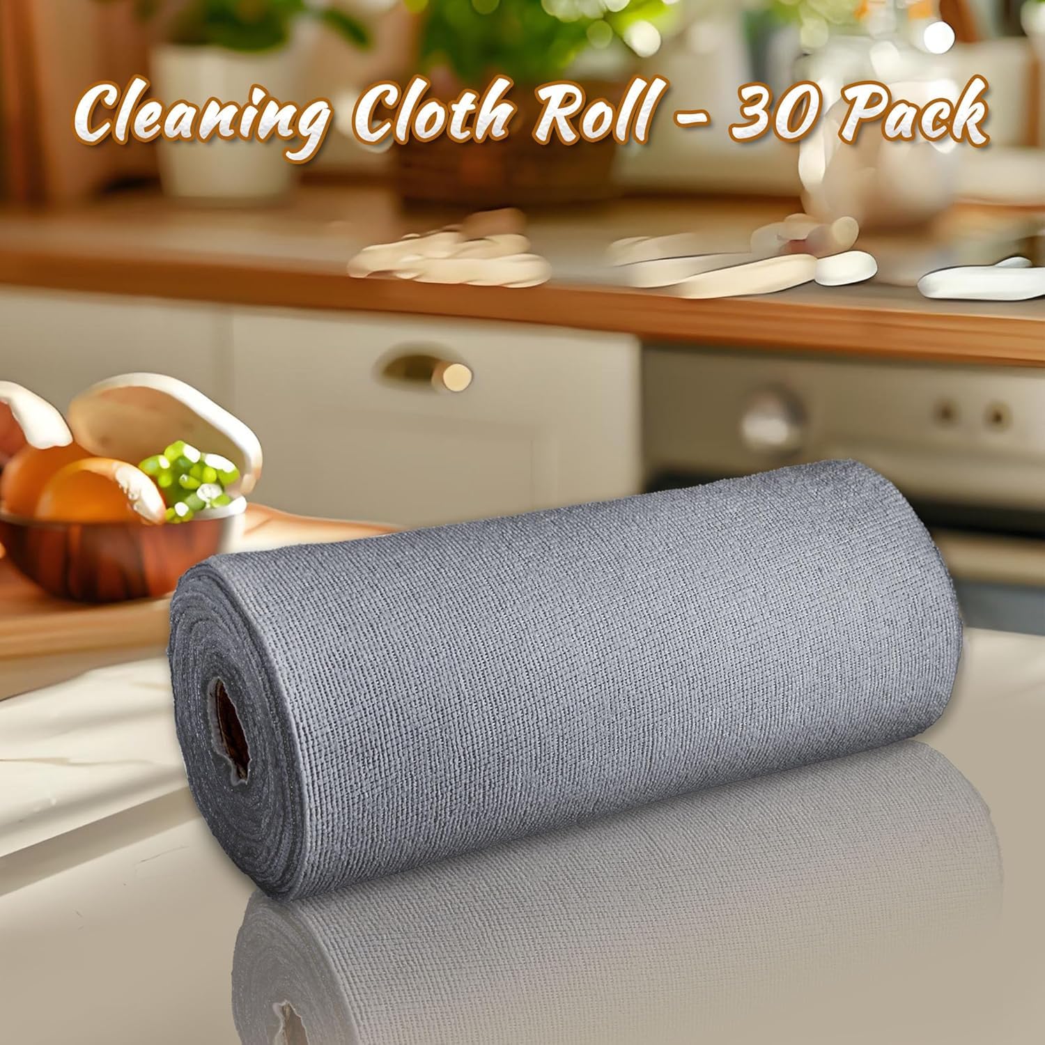 HASTHIP Microfiber Cleaning Cloth Roll for Kitchen Use with 60pcs Tear Away Towels | Reusable and Washable