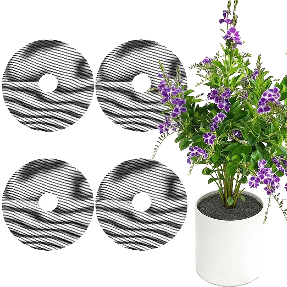 HASTHIP® 4 Pcs 11.8 Inch Adjustable Plant Pot Soil Covers - Cuttable G ...