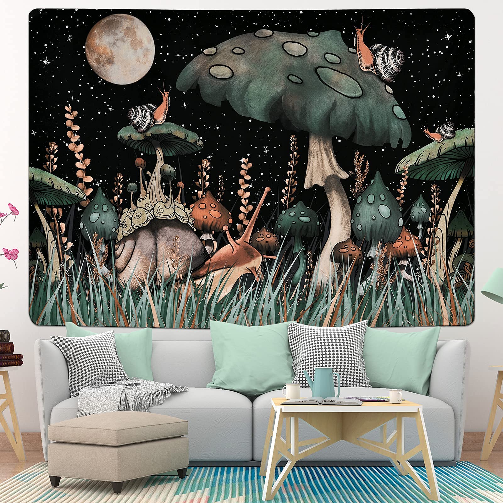 HASTHIP Trippy Mushroom Tapestry for Room Wall Art 51.2 x 59.1 in featuring HD Printing | Polyester Fiber Hanging Decor