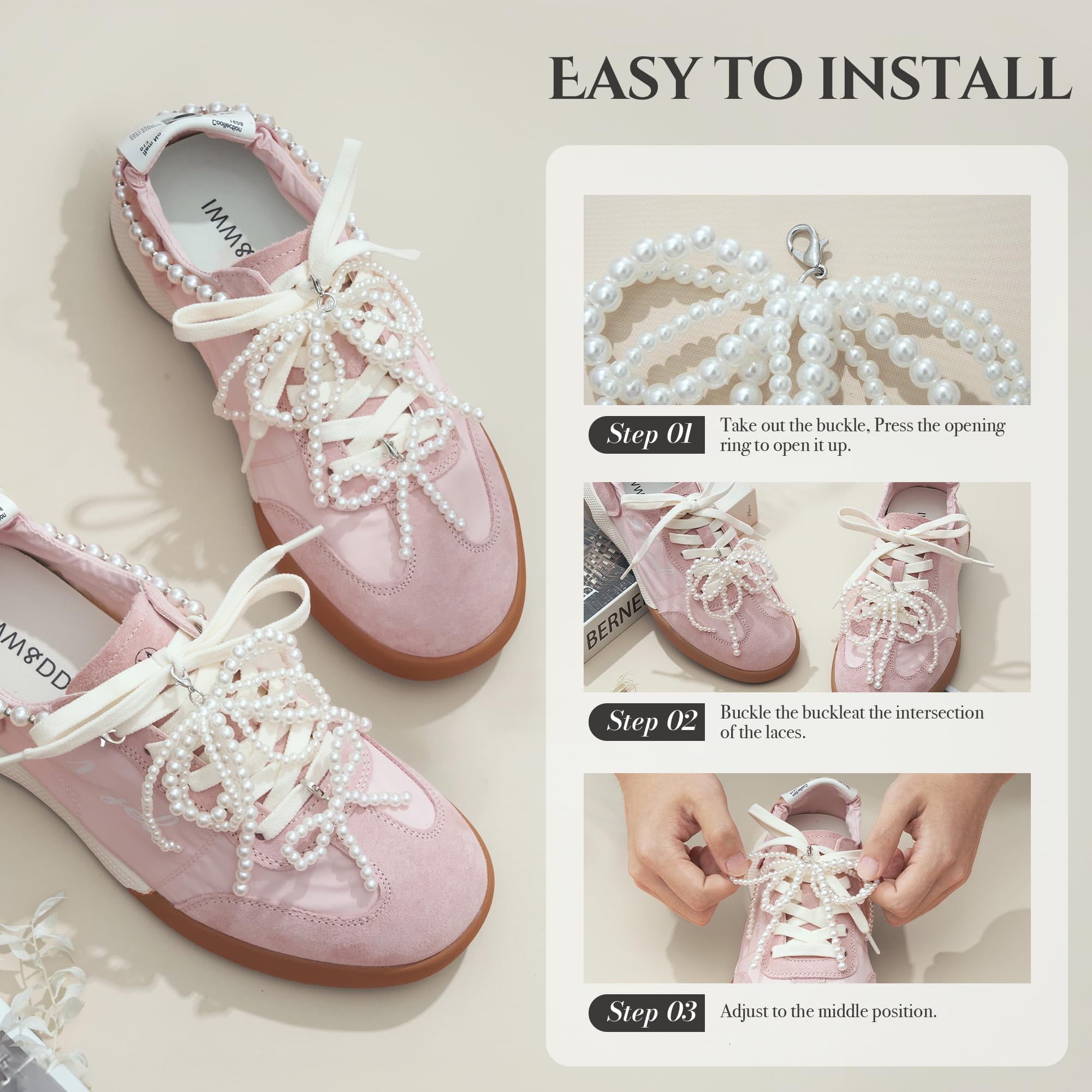 MAYCREATE Pearls Bowknot Shoe Charms for Sneakers and Dress Shoes featuring Lobster Buckle