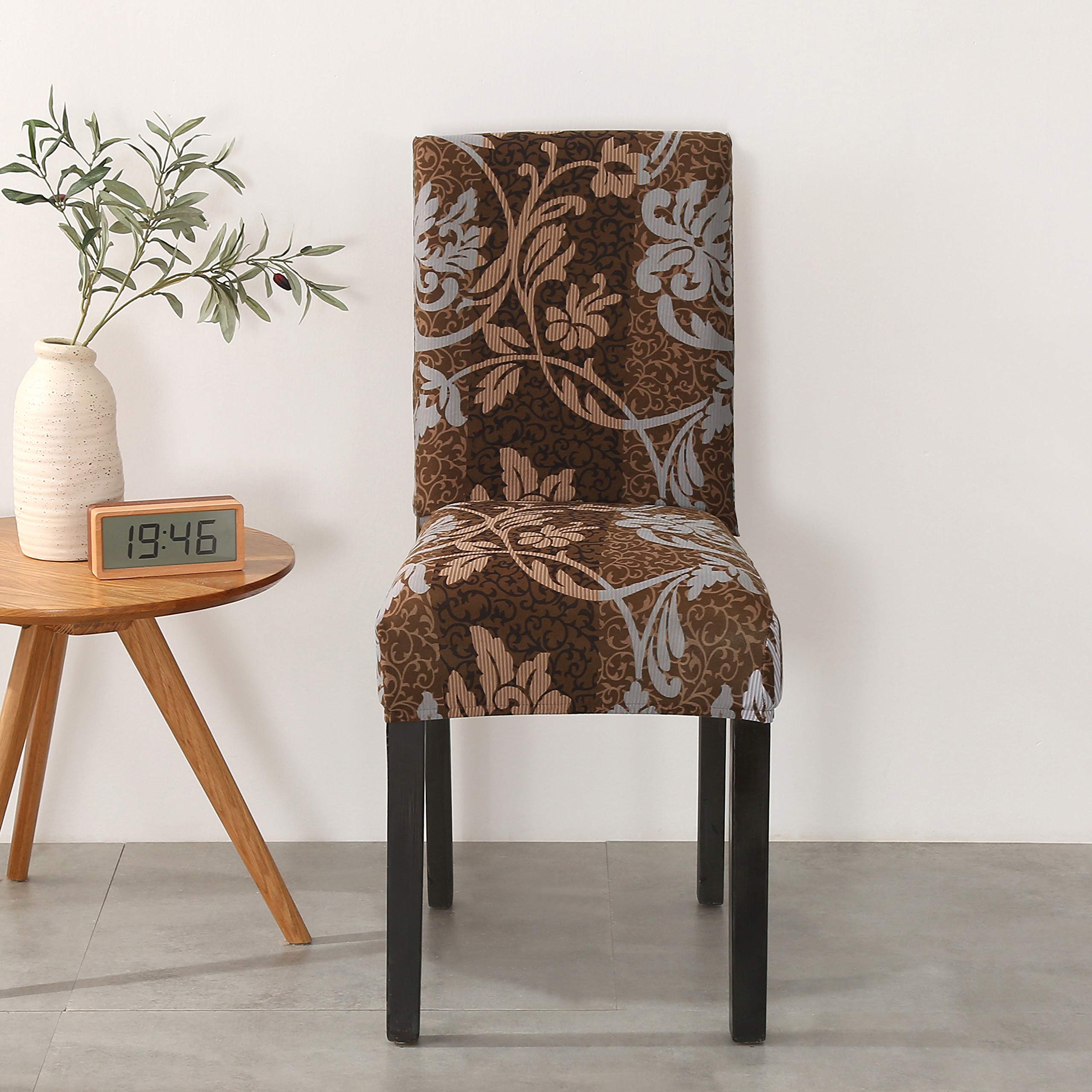 Venzina Chair Covers Set of 4 for Dining Room featuring Stretch Spandex Fabric | Floral Washable Slipcovers