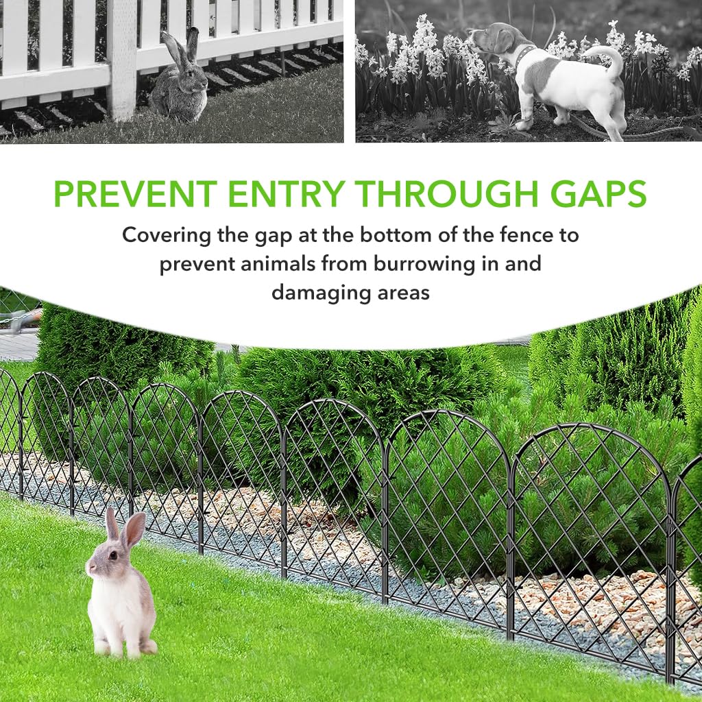 Supvox Metal Garden Fence for Outdoor Decoration with Semicircle Top | 5 Pack 33x43cm Panels