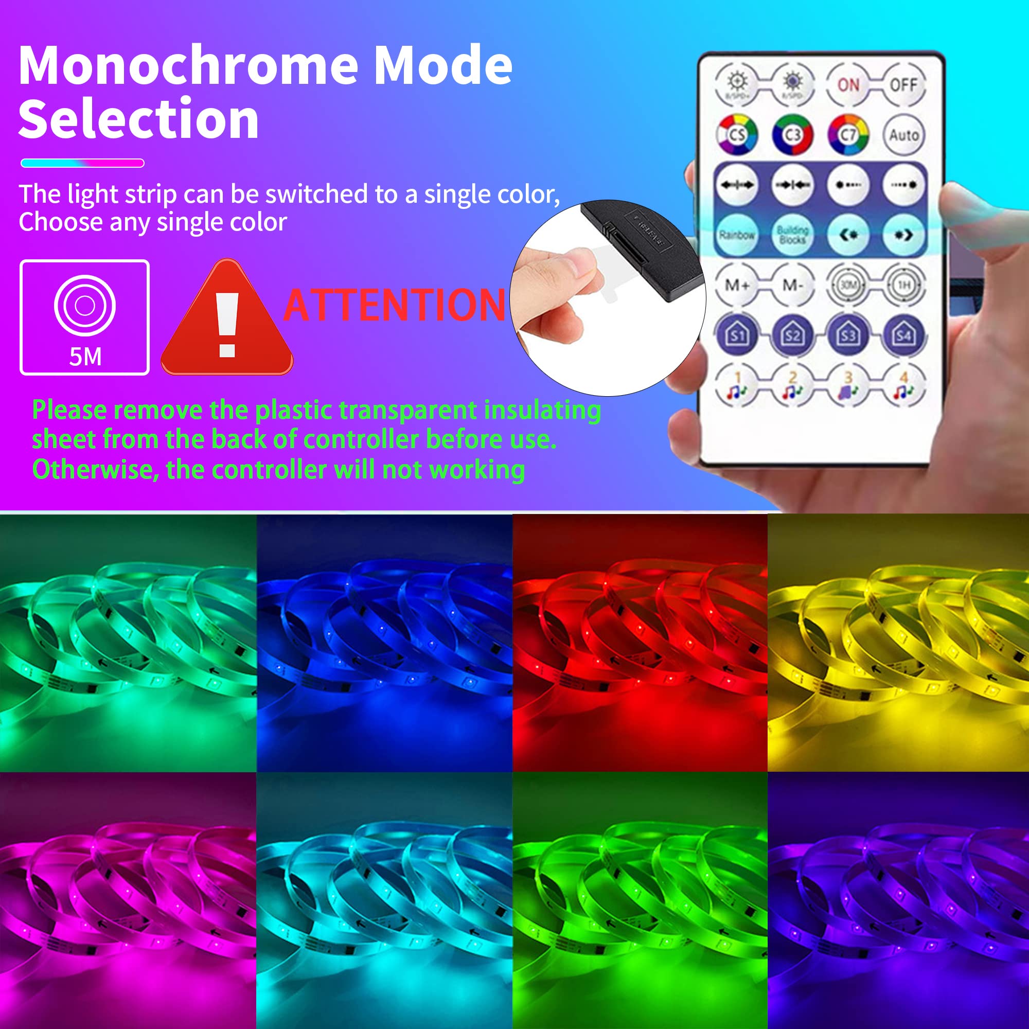 ELEPHANTBOAT RGBIC LED Strip Lights for Home Decoration with Music Sync and WiFi App Control 5M