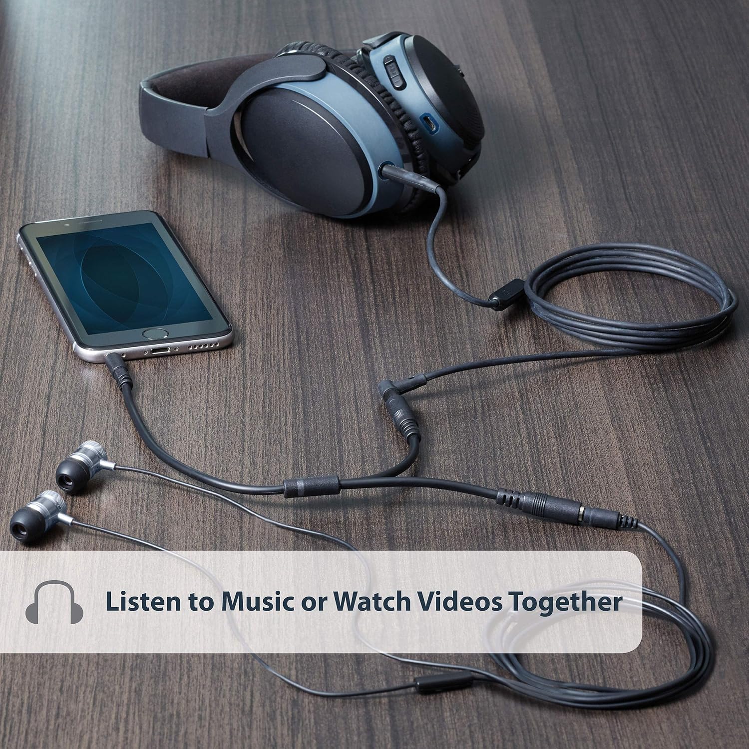 Zibuyu Headphone Splitter for Audio Sharing with Dual Female Stereo Jacks | 3.5mm Plug