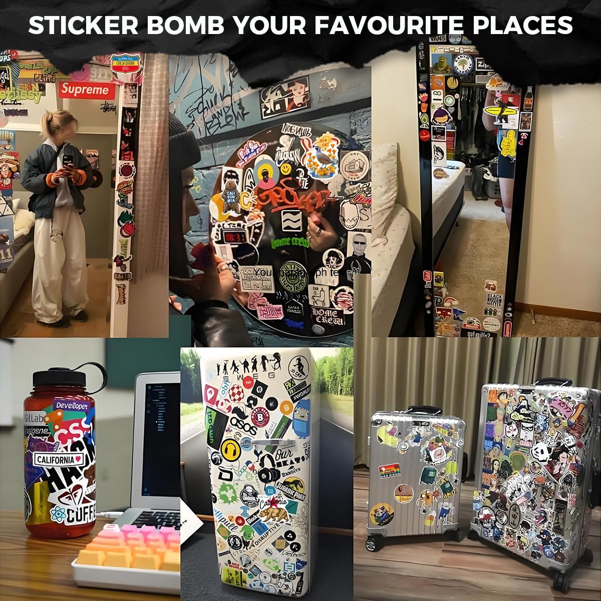 OFIFO Travel Stickers Pack for Laptops and Scrapbooks featuring 50 Waterproof Vinyl Designs