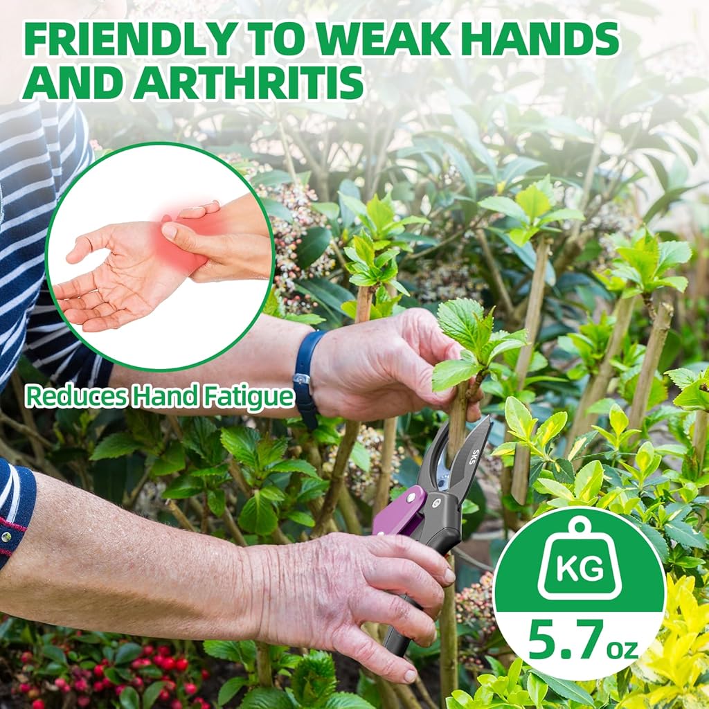 HASTHIP SK5 Gardening Scissors - 20CM Garden Pruning Shears - 5/6'' Bypass Hand Pruner Pruning Shears - Gardening Tools Suitable for Garde Plants, Shrubs, Flowers, Fruit Tree with Slider Safety Lock
