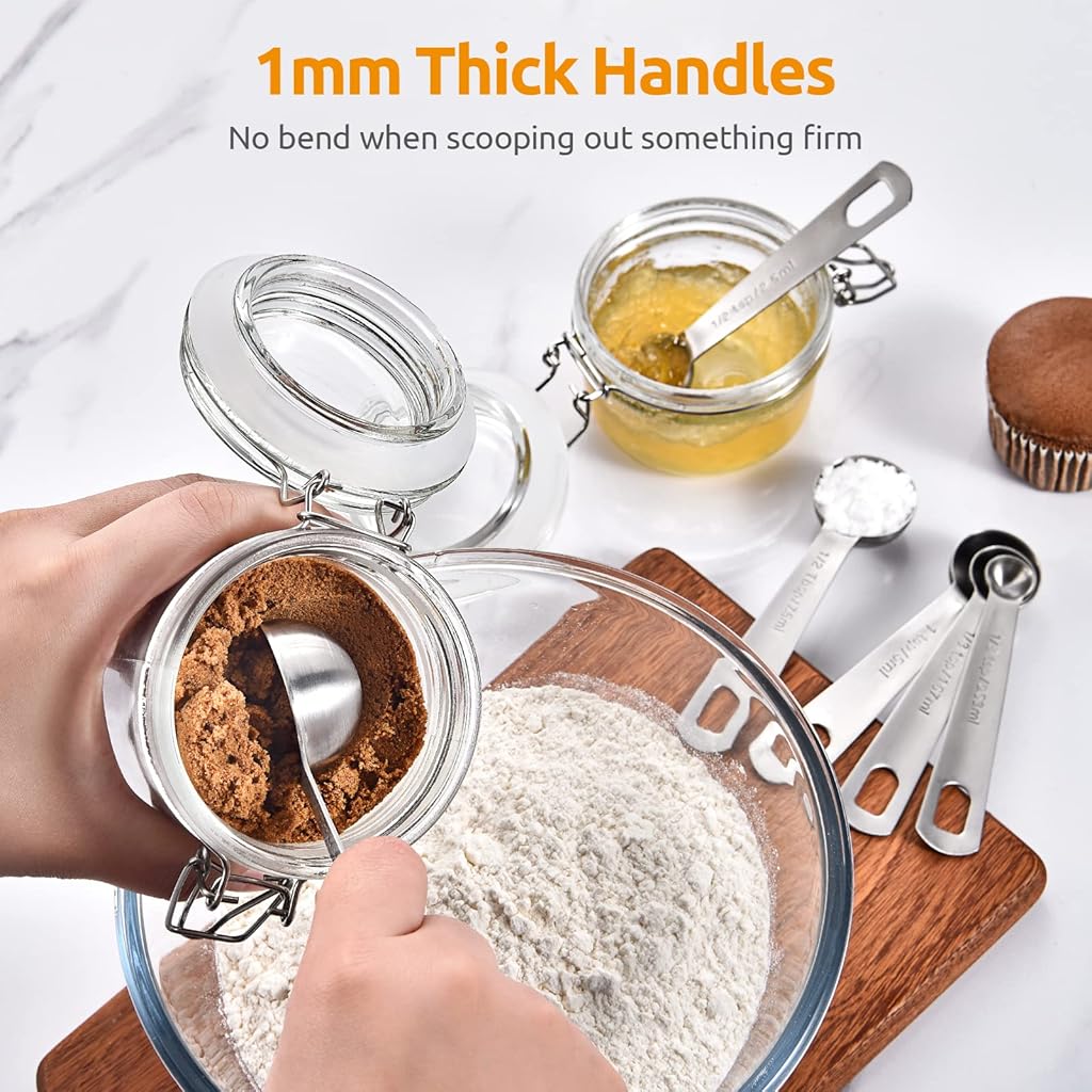 ZIBUYU® Measuring Spoons Set Stainless Steel for Baking Precisely Cooking Measurement Kitchen Set of 6 3PCS