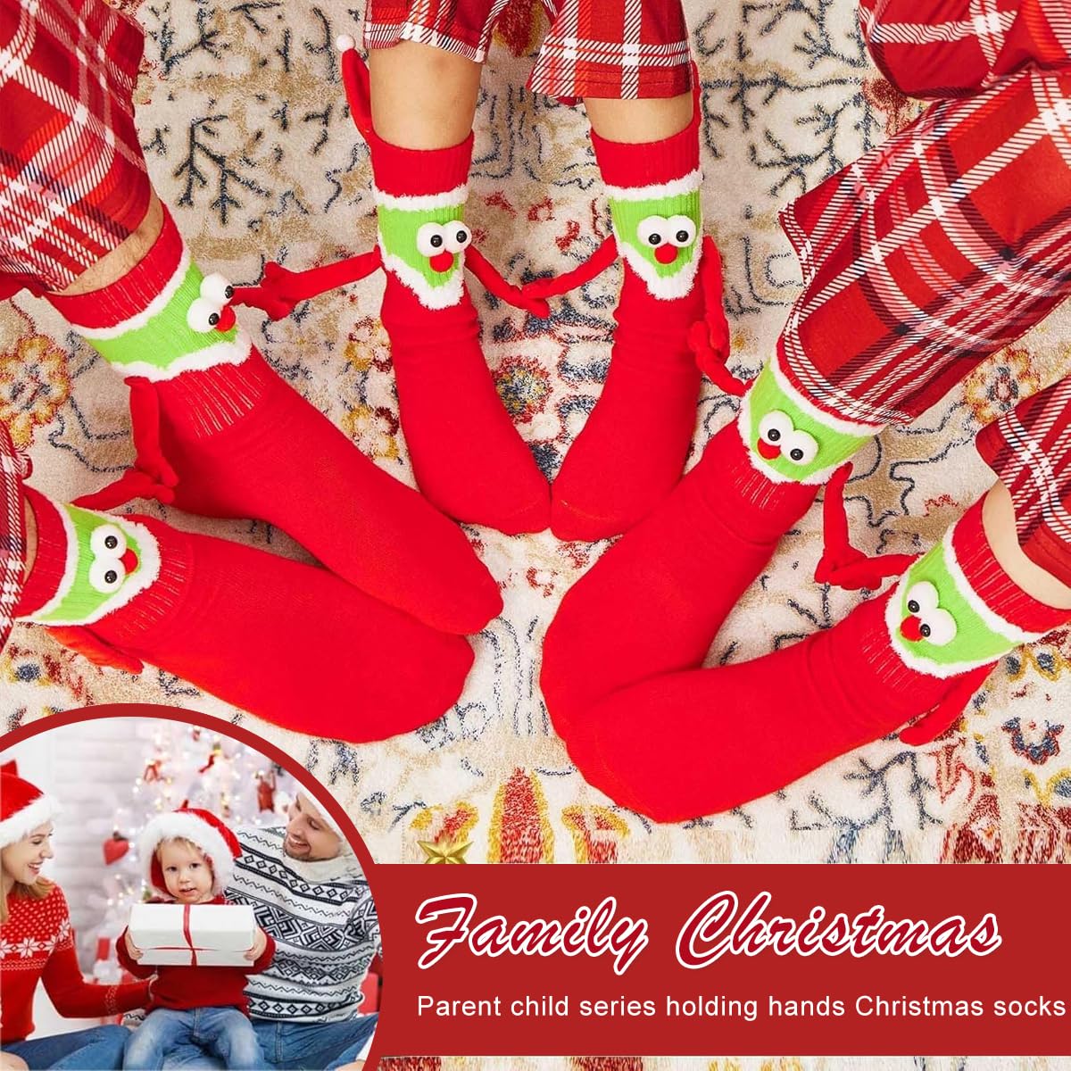 Venzina Christmas Socks for Women featuring Magnetic Hands Design & Soft Cotton Comfort | 1 Pair