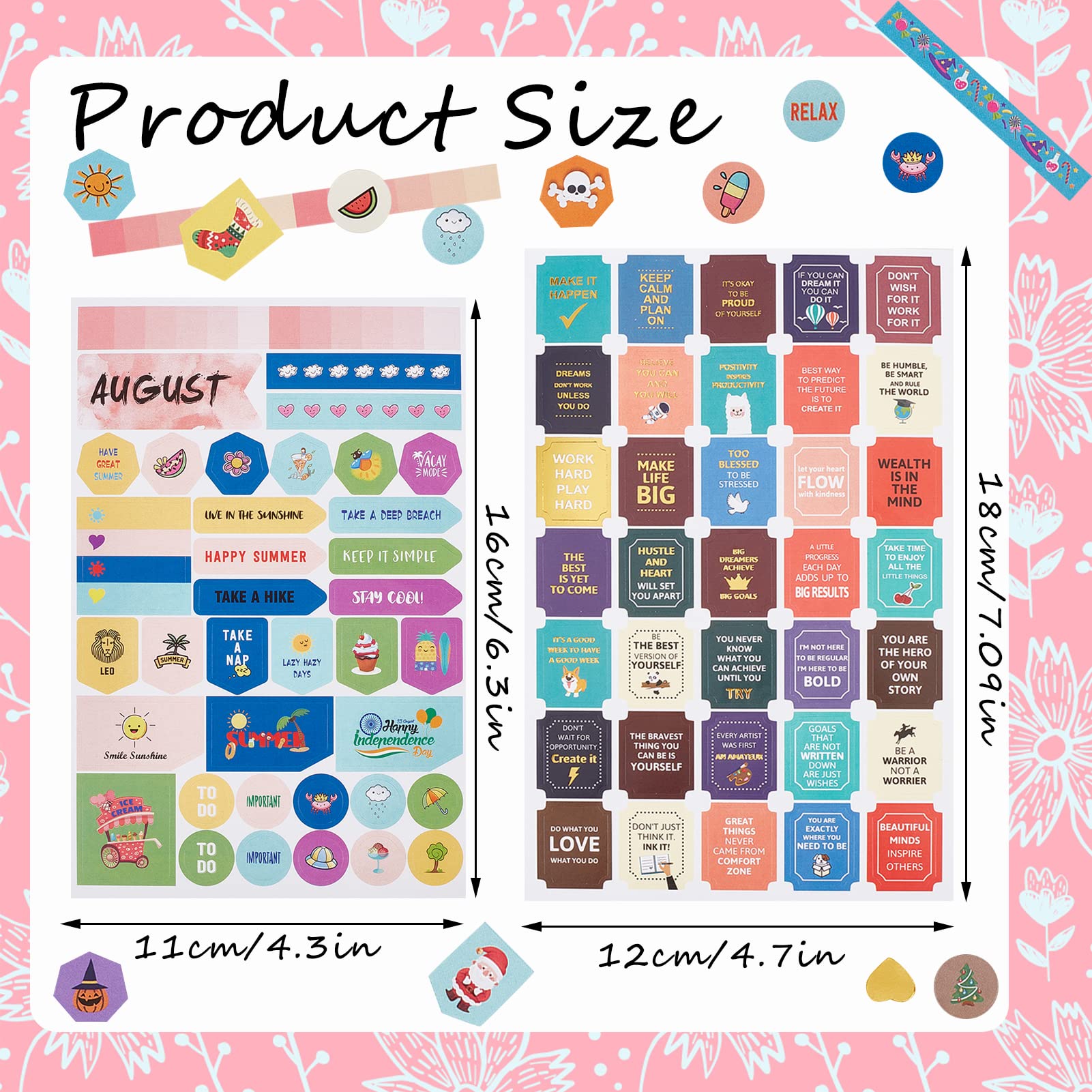 HASTHIP Planner Stickers for Calendar and Scrapbooking with 16 Sheets | Self‑Adhesive Paper
