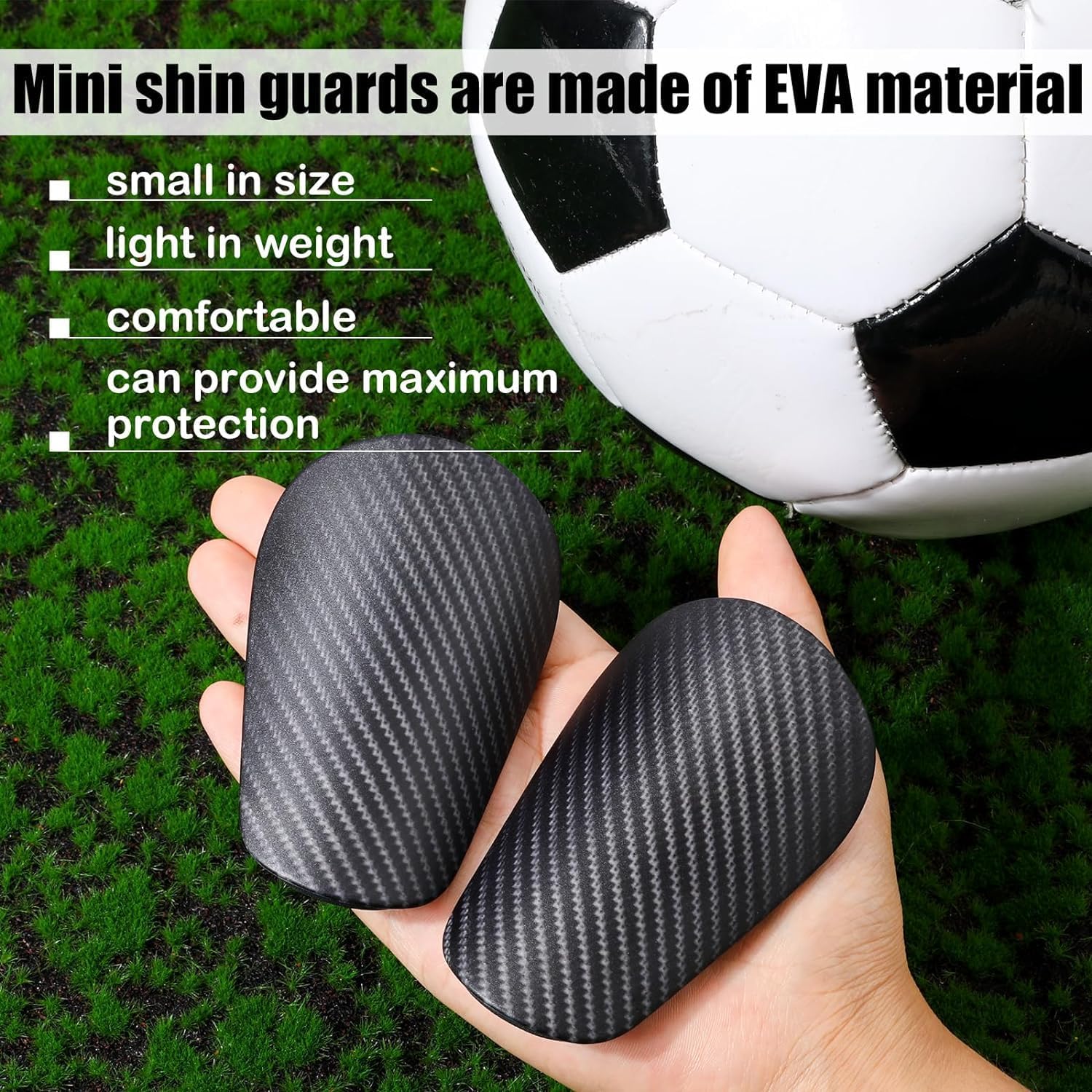 Proberos Mini Football Shin Pads for Kids with Carbon Fiber Pattern | 3PCS Lightweight Breathable Guards