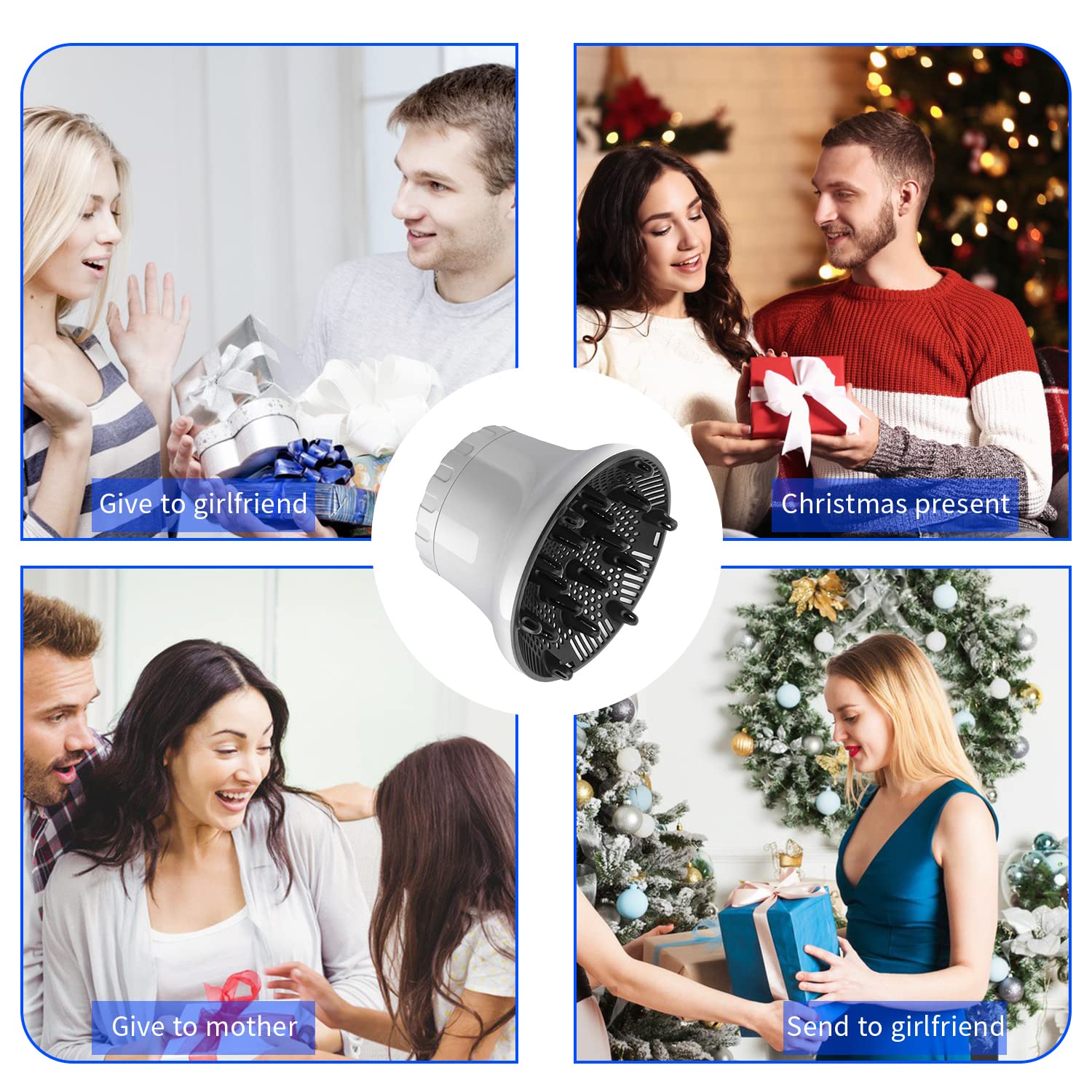 MAYCREATE Hair Diffuser for Curly Hair featuring Universal 1.4 to 2.6 in Fit and Nylon PC Body | Includes Scalp Massager Brush