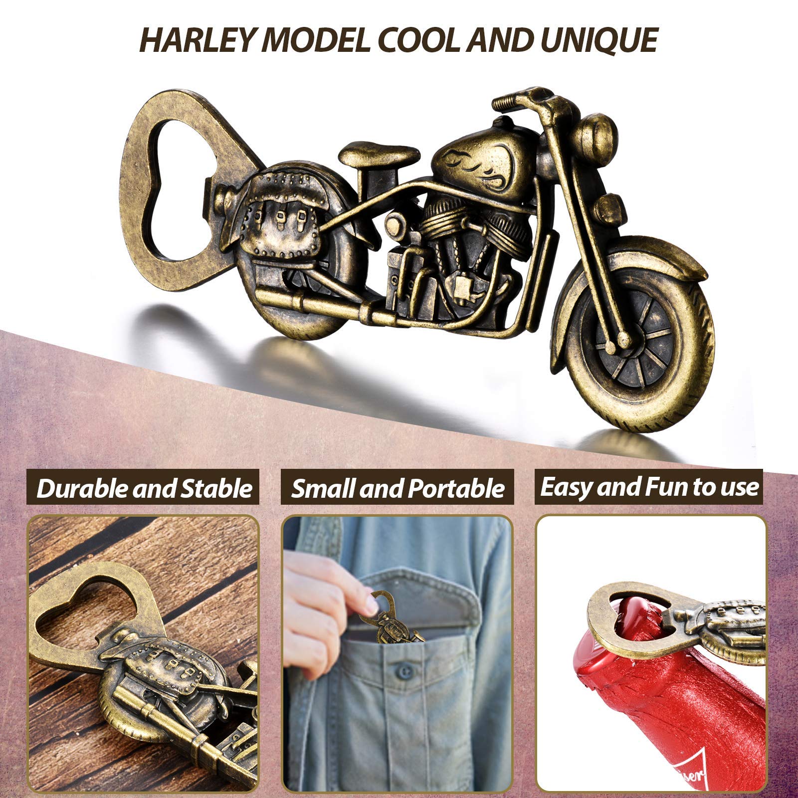 HASTHIP Motorcycle Bottle Opener for Beer with Non Slip Handle and Zinc Alloy Craft | 12.6×5.1×0.5cm Gift for Dad
