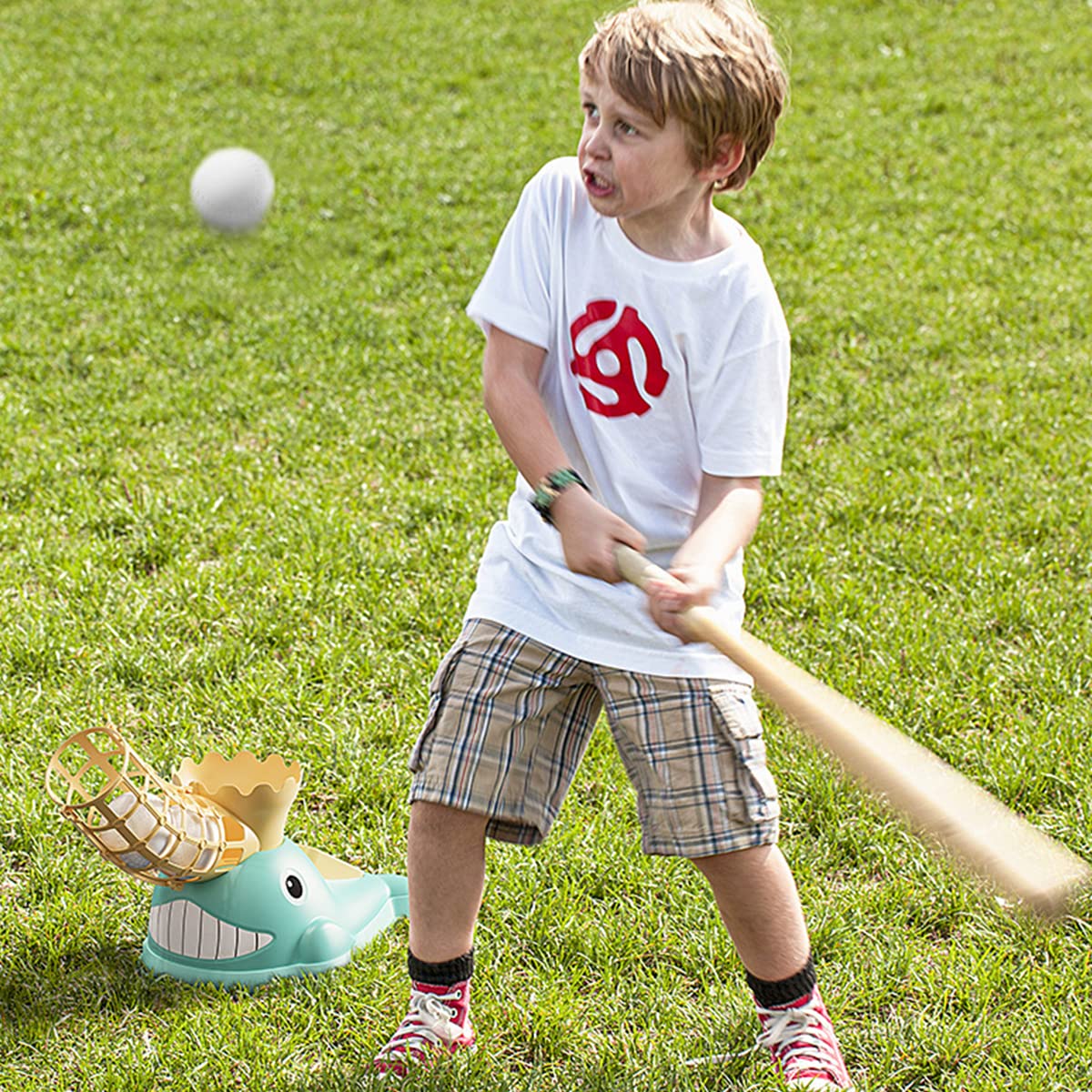 PATPAT Bat Ball Set for Kids with Step On Pitching Machine and ABS Bat | Outdoor Game