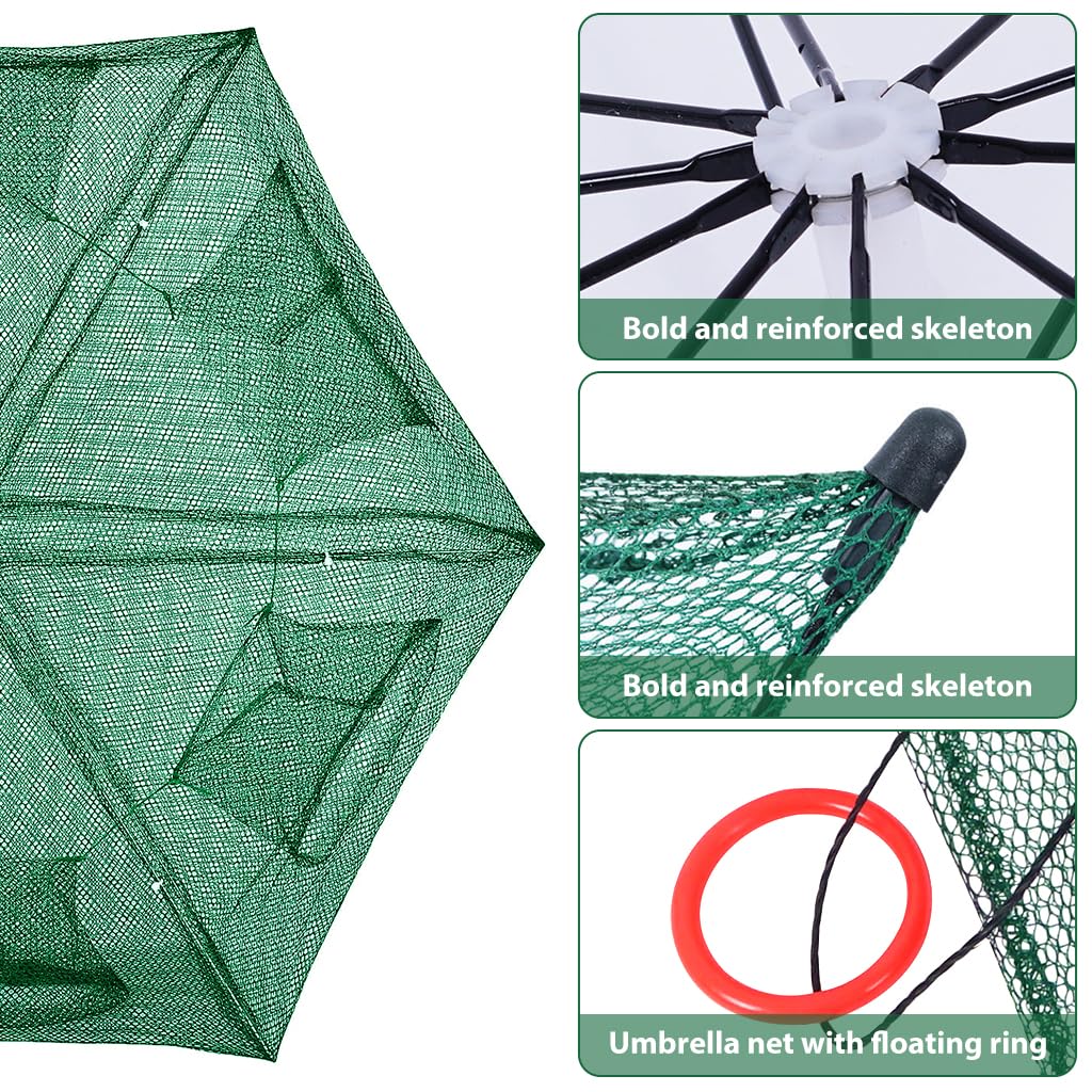 Proberos Foldable Fishing Net Trap for Crab and Fish with 6 Holes and Automatic Folding Design
