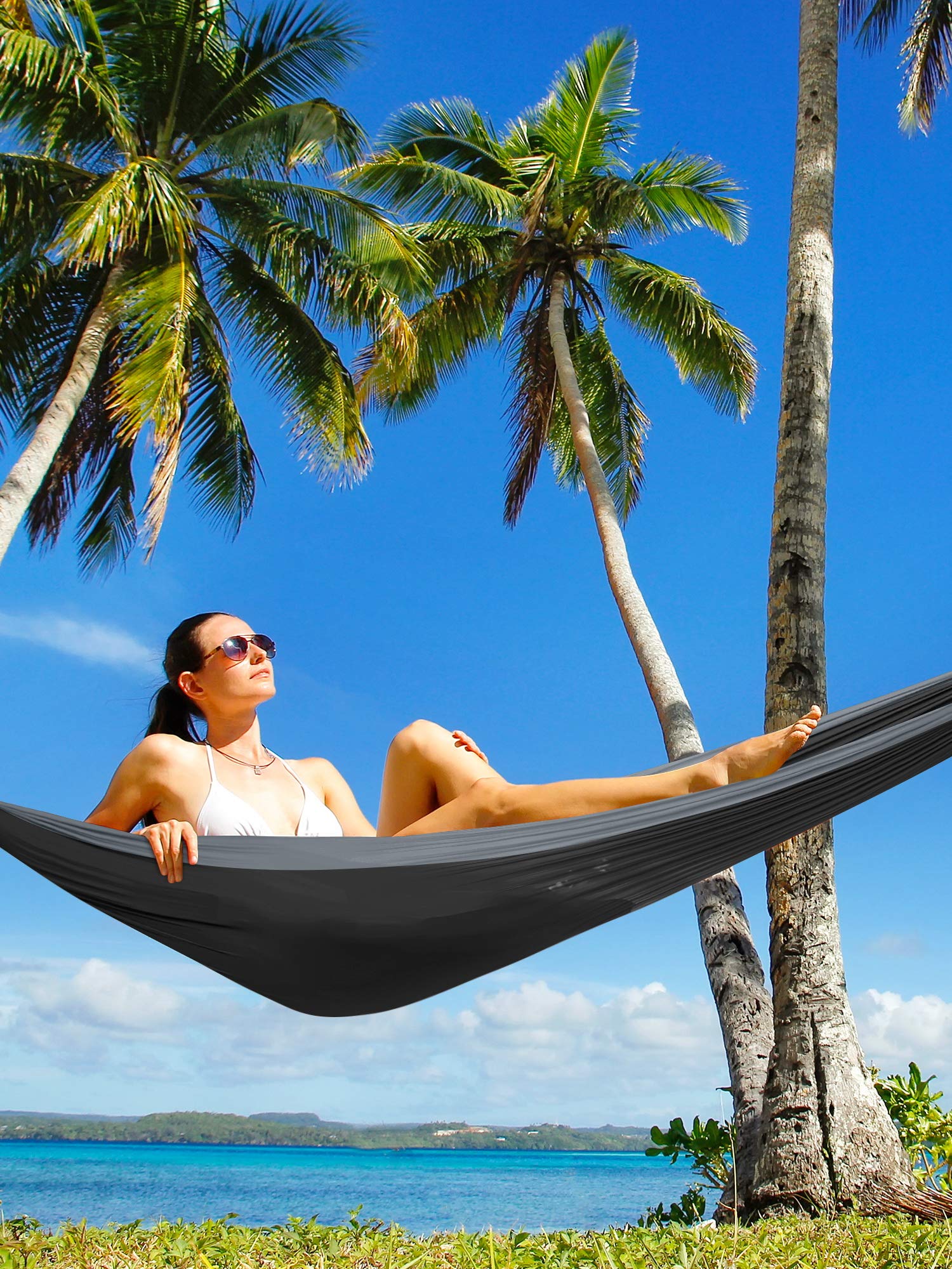 Supvox Camping Hammock for Outdoor Use with Phone Pocket and 275 x 140cm Nylon Material | Portable 200kg Load