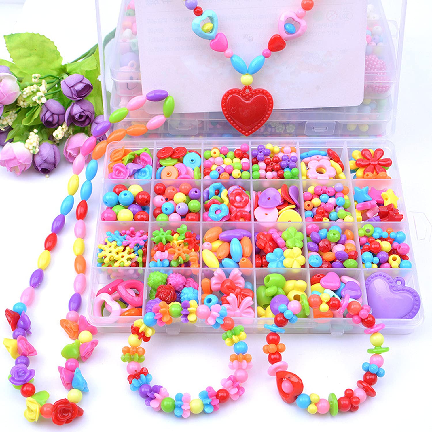 PATPAT Jewelry Making Kit for Girls with 500pcs Colorful Acrylic Beads | Creative DIY Gift