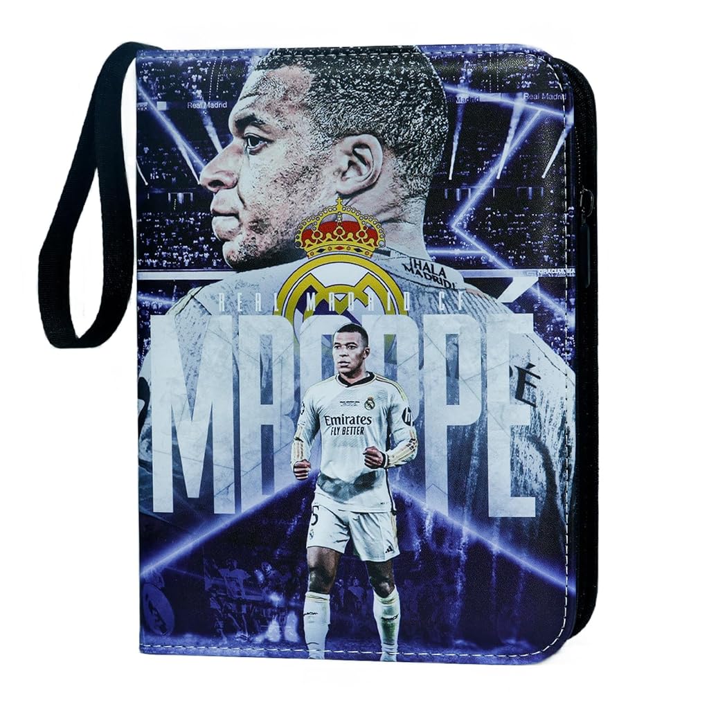 PATPAT® 400 Pockets Soccer Cards Binder Fly Emirates Cover Star Cards Storage Bag Waterproof PU Cover Zipper Card Organzier Holder Multi Purpose Card Organizer for Game Trade Cards, Collectible Cards