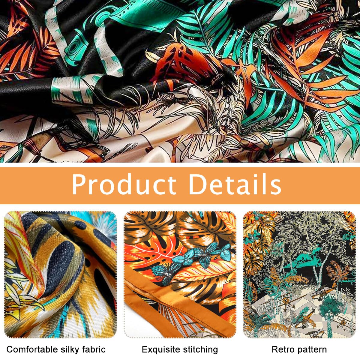 SANNIDHI Silk Scarf for Women featuring Elegant Floral Design and Black 35 in Square Style