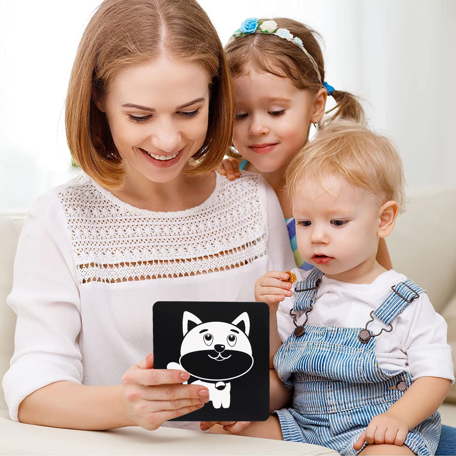 SNOWIE SOFT Flash Cards for Baby Visual Development with 20 Sheets 40 Patterns | 6.6 x 6.6 in High Contrast Cognitive Toy