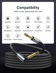 JSAUX® 9.8ft 6.35mm to 6.35mm Audio Cable, 3M Right Angle Connection Durable Nylon Braided Cable, Pure Sound, Compatible With Amps, Electric Bass & Guitars, Speakers, Keyboards, Mixers, Grey