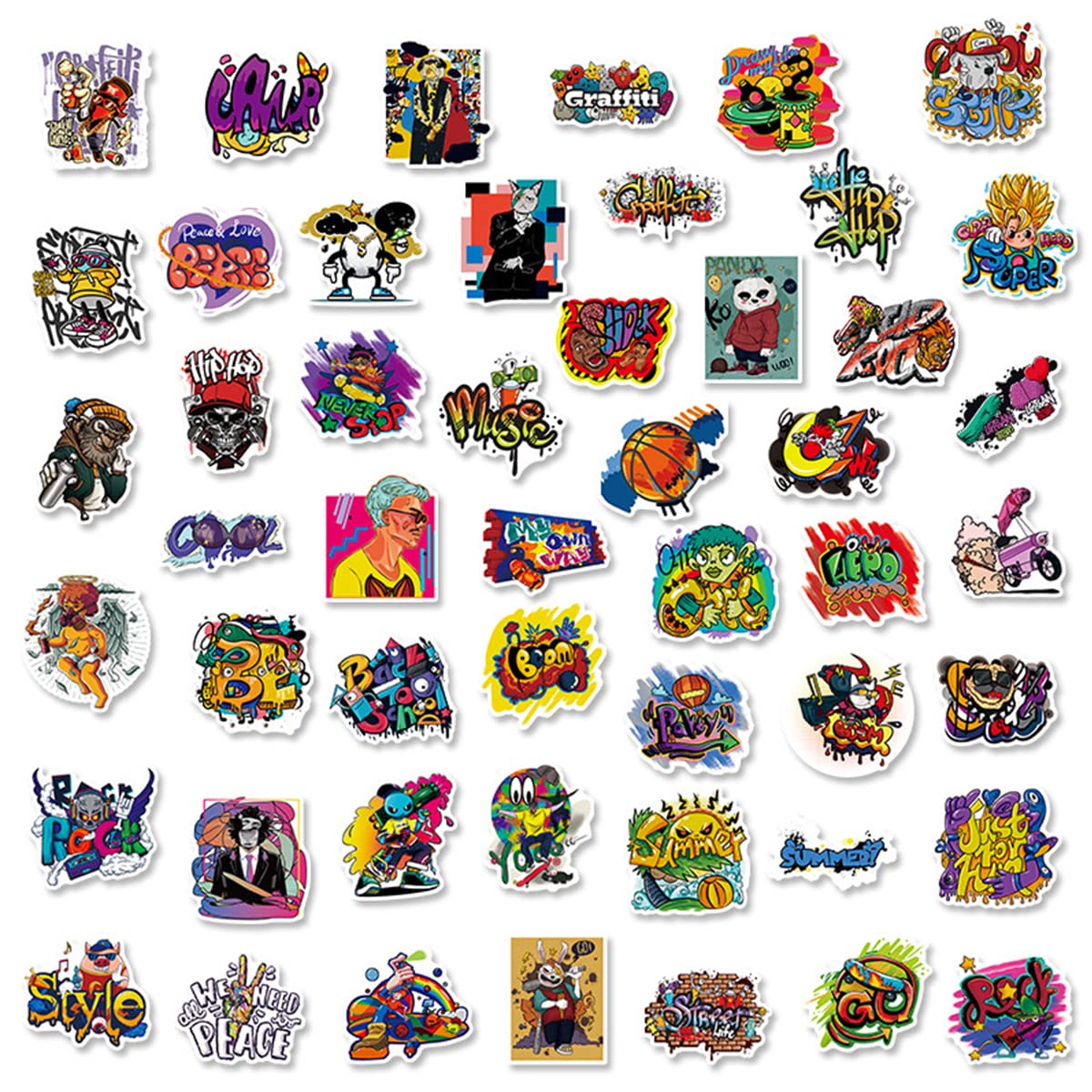 HASTHIP Laptop Stickers for Scrapbook and Journal with 50 Waterproof PVC Sheets | Reusable Adhesive Decor