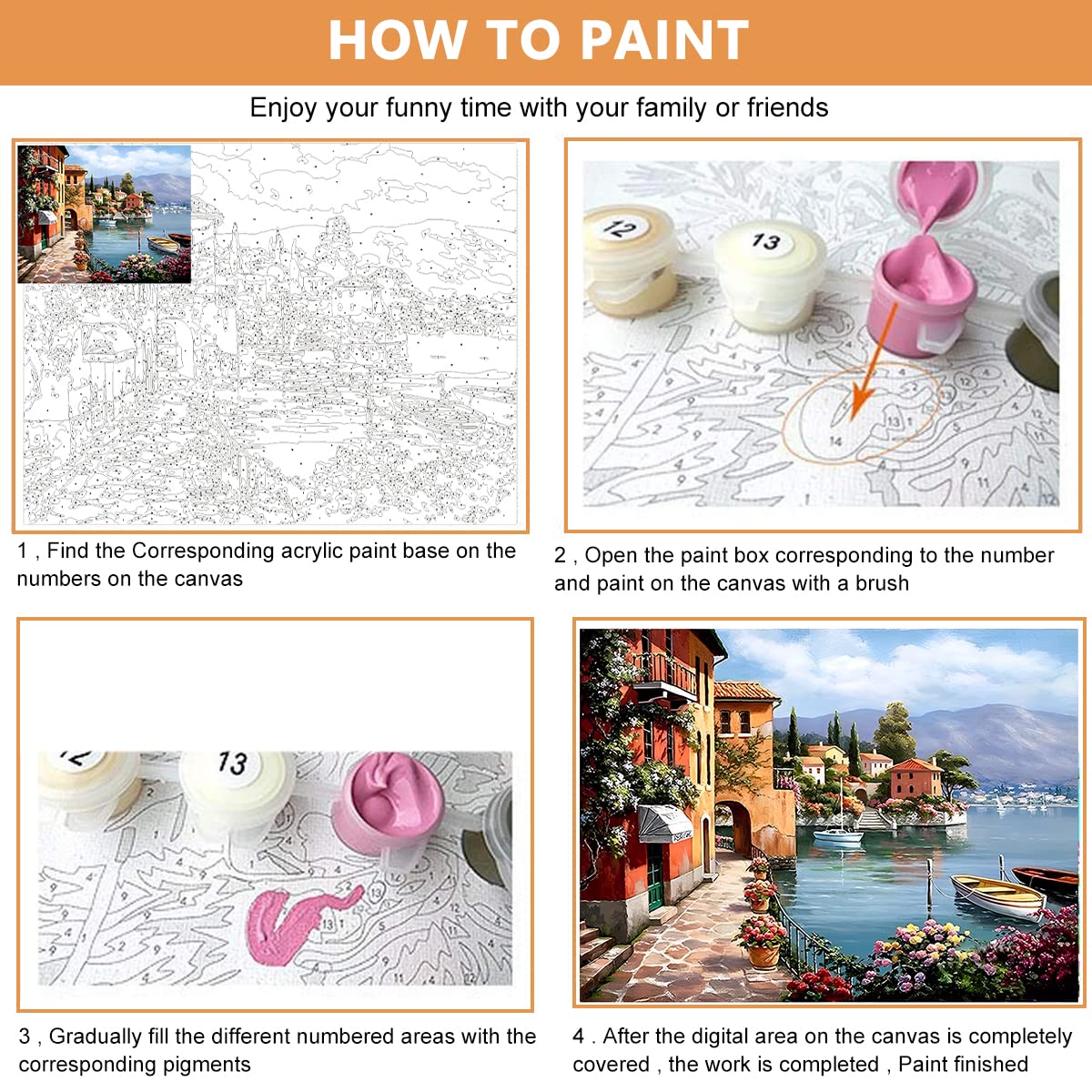 HASTHIP Oil Painting Paint By Numbers For Adults & Kids & Beginners Diy Acrylic Painting Gift Kits Drawing Paintwork With Paintbrushes, 40 * 50Cm, Beige