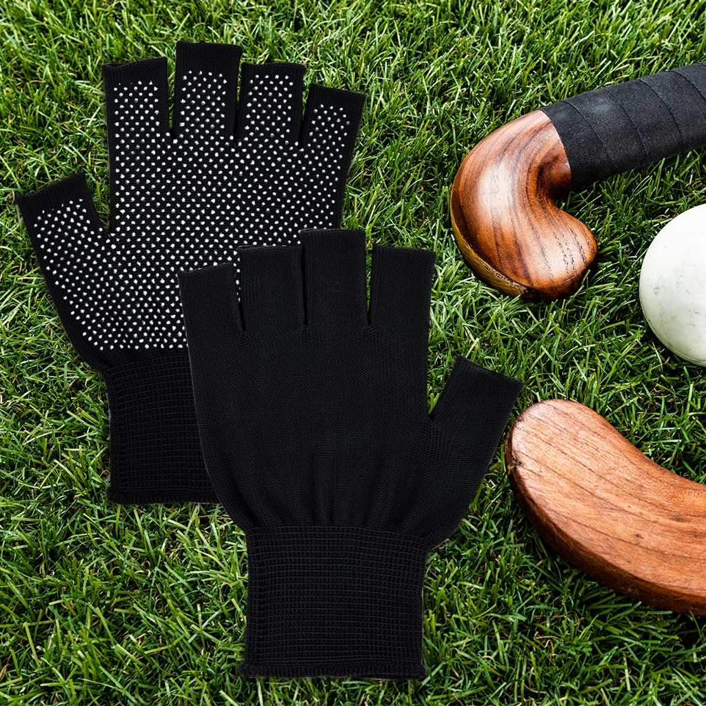 PROBEROS Work Gloves for Repair and Cycling featuring Silicone Anti Slip Palm | 4 Pairs Breathable Cotton Half Finger Design