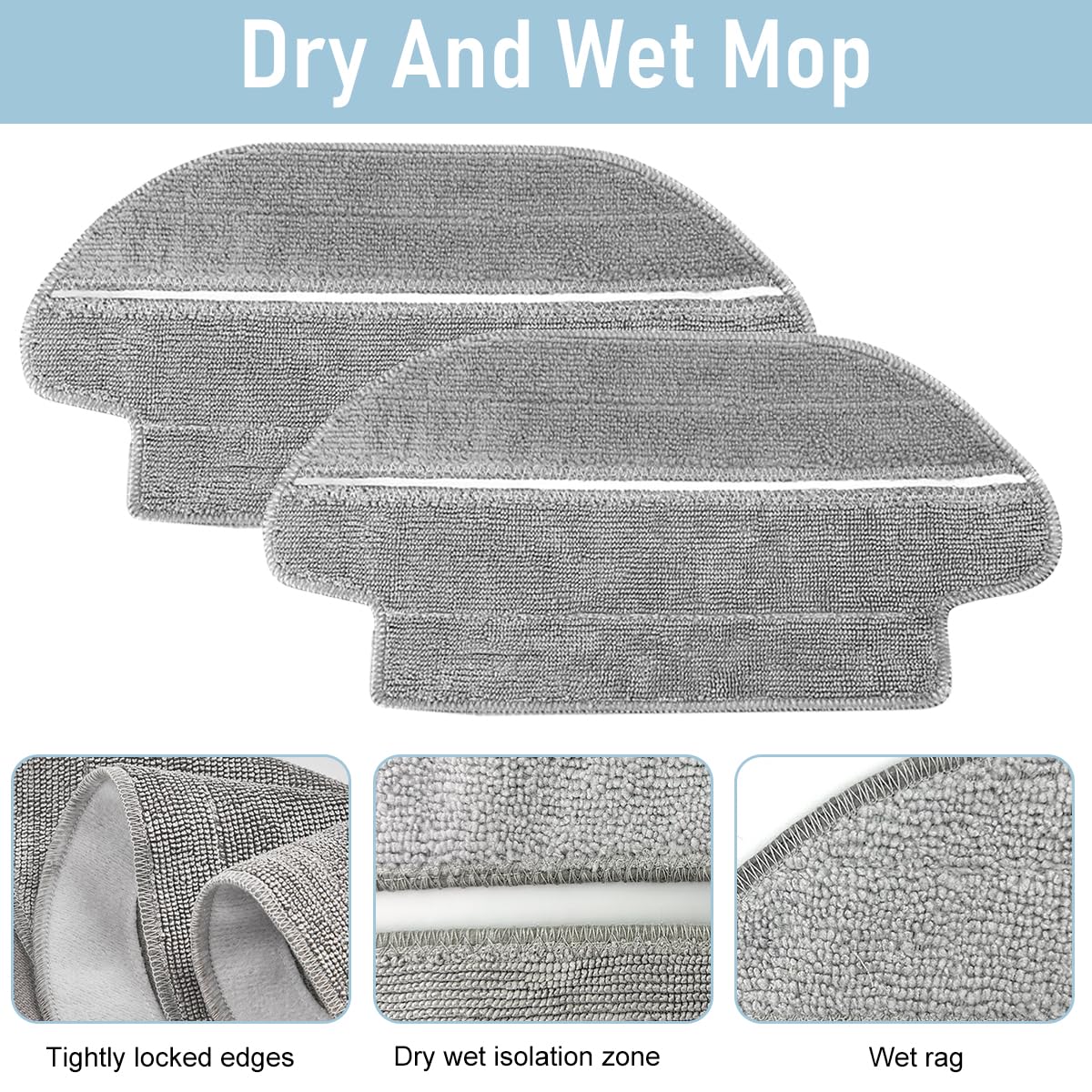 HASTHIP Mop Set for Mi Robot Vacuum Cleaner S10 with Dual Wet and Dry Use | 4Pcs Microfiber Cloths