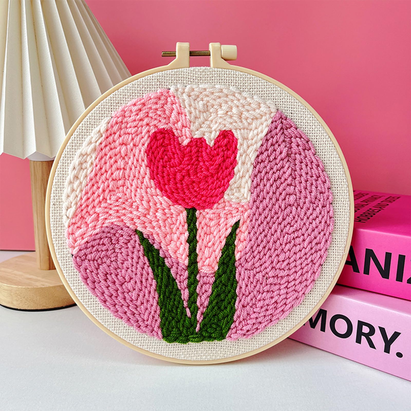 PATPAT® DIY Punch Needle Art Kit Beginners DIY Starry Night Punch Needle Art with Embroidery Punch Needles, Tutorial, 20x20cm Embroidery Hoop