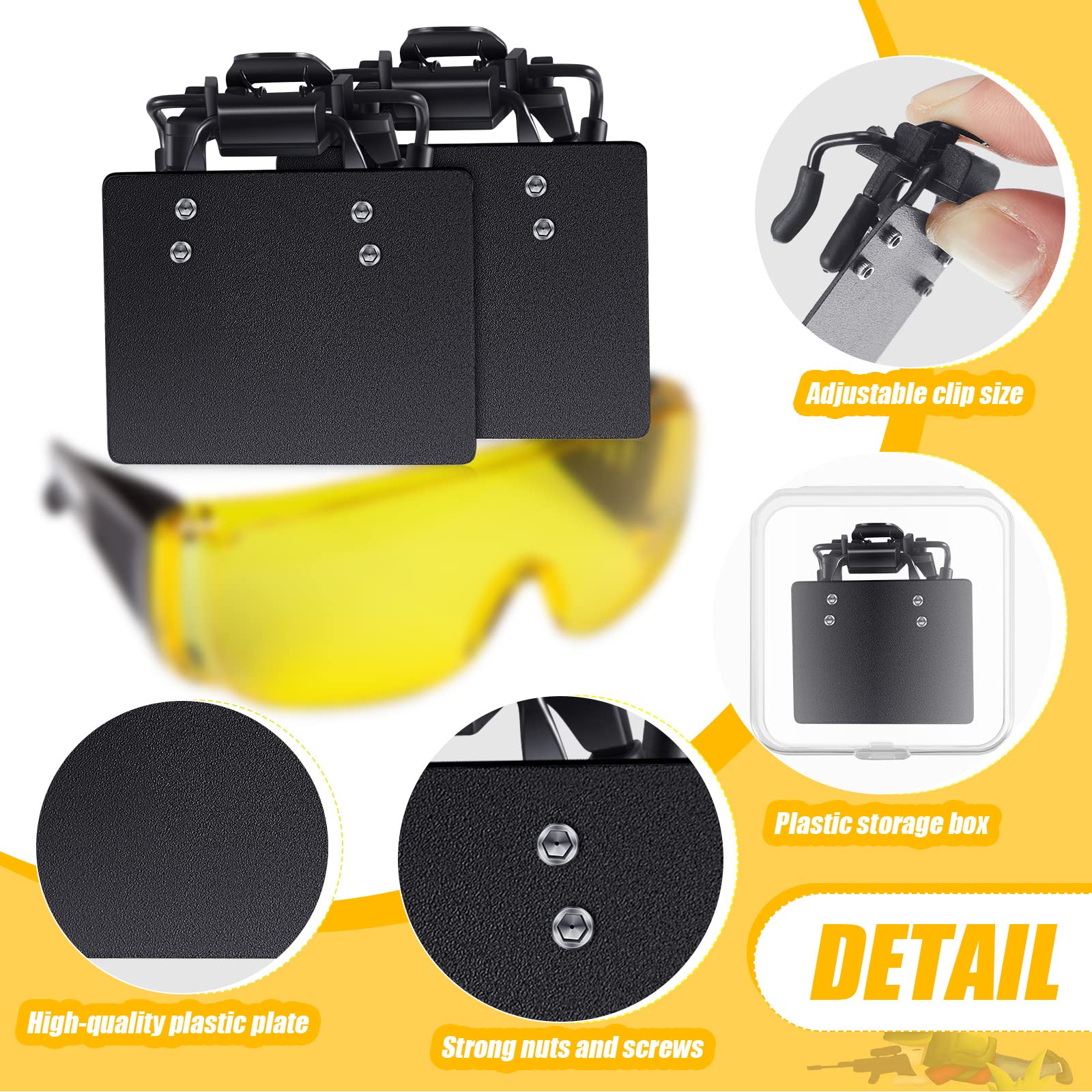 Proberos Shooting Glasses Patch for Target Practice featuring Flip Up Clip Design | 2.36x1.97in Black Resin