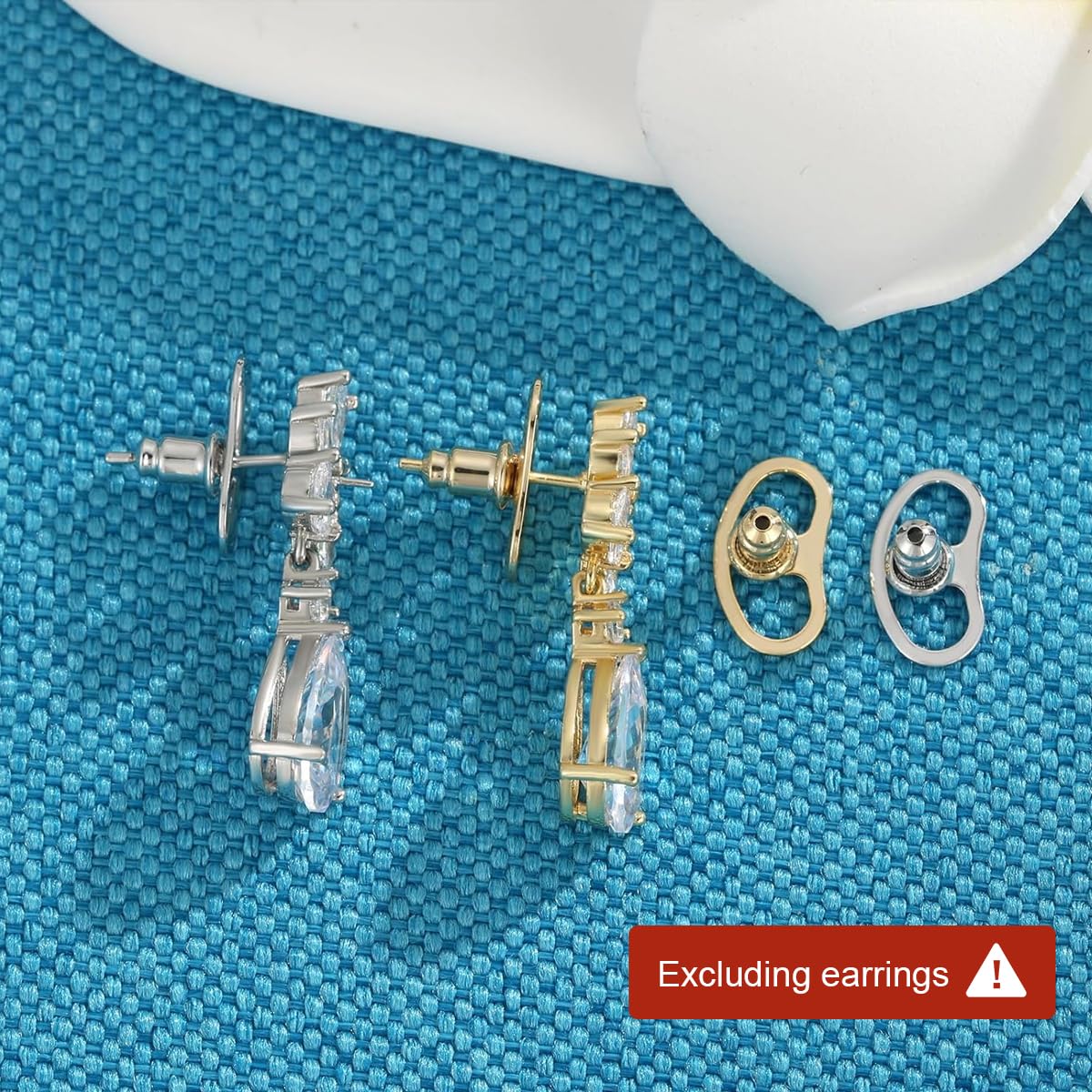 SANNIDHI Earring Supporter for Heavy Earrings with 4Pcs Screw Back Design | White Gold Color