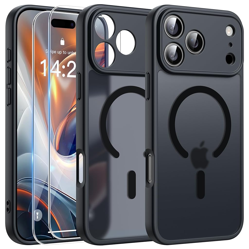 ELEPHANTBOAT® iPhone 17 Pro Max Case, Magnetic Frosted Matte Cover with Military-Grade Drop Protection, Slim Shockproof Translucent Design, Full Camera Lens Guard, Anti-Scratch Durable