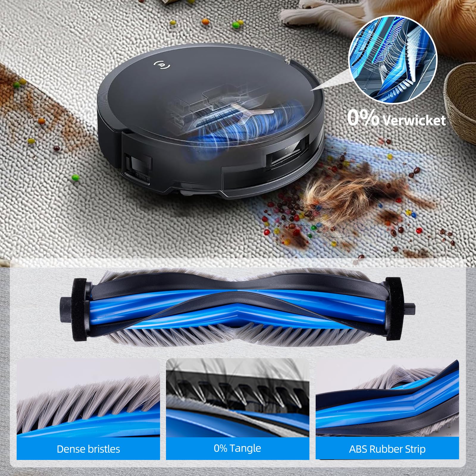 HASTHIP Replacement Parts for Ecovacs T50 PRO Omni Vacuum Cleaner with 9Pcs Kit | Includes Main Brush Side Brushes Filters Mop Cloth and Dust Bags