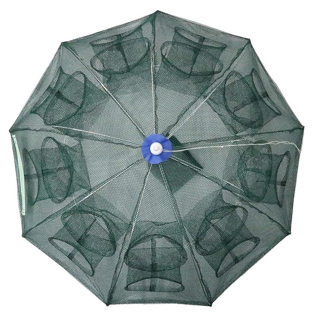 Proberos® 16 Holes Folded Fishing Net with Buoy Ring 6m Rope, Fishing Trap for Catching Crab Shrimp Lobster Crayfish Crab Mesh Trap Fishing Net for River