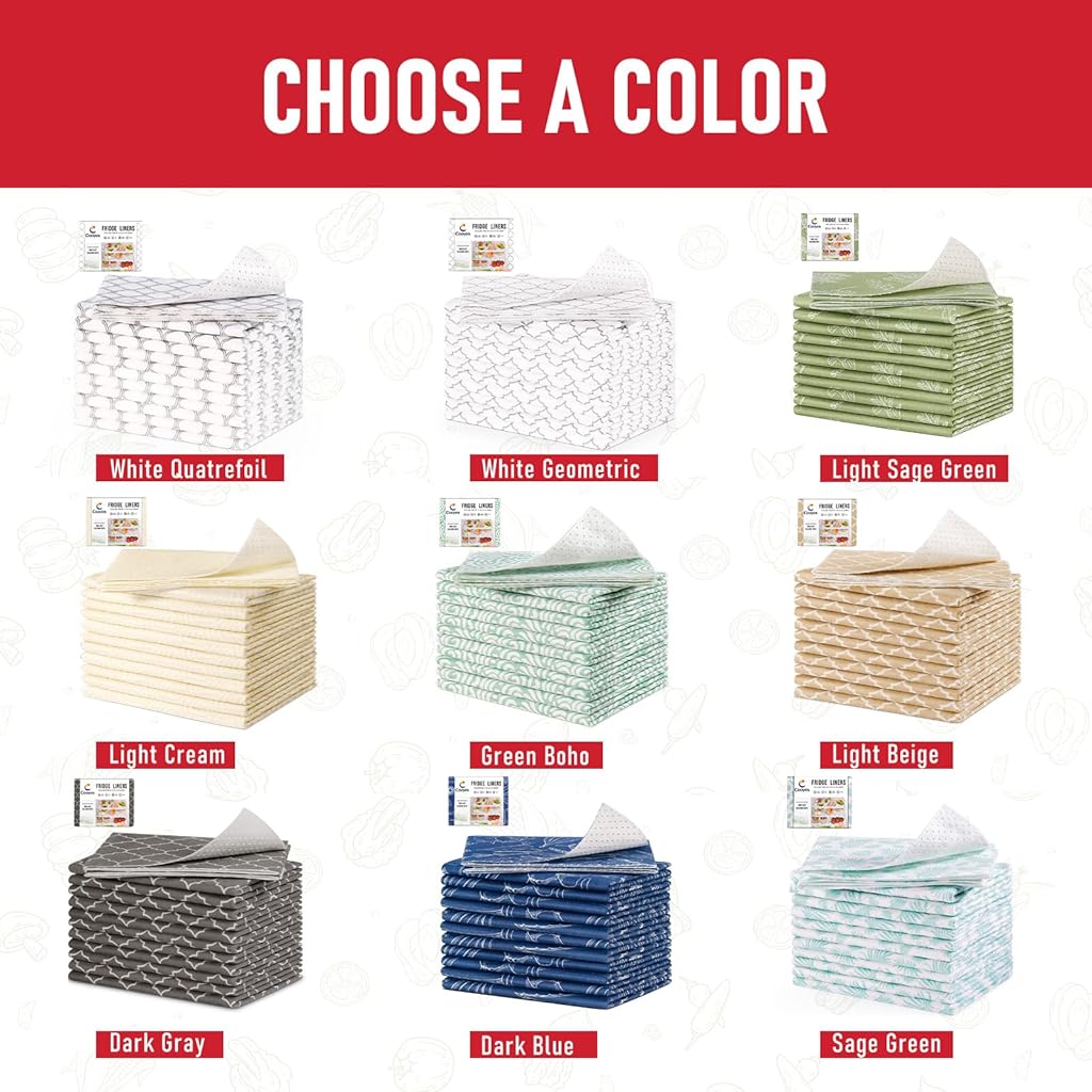 Supvox® 2-in-1 Fridge Mats and Fresh-Keeping Shelf Liners, Absorbs Excess Moisture, BPA-Free,6 Pack, 12