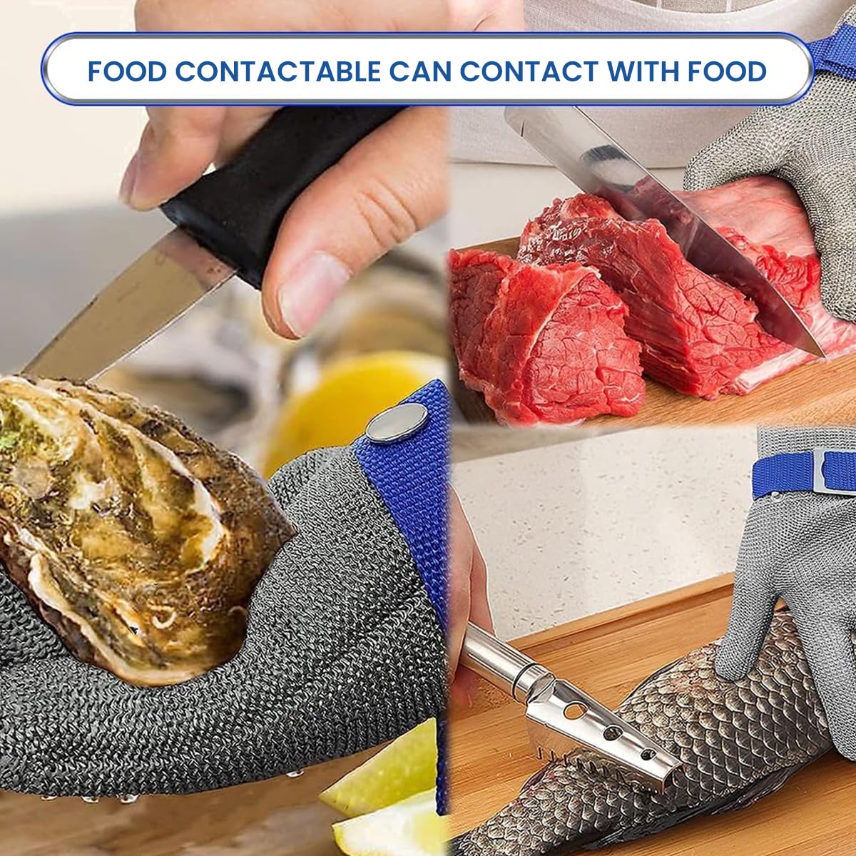 HASTHIP Stainless Steel Mesh Gloves for Meat and Fish Work with Level 9 Cut Protection | Adjustable Fit