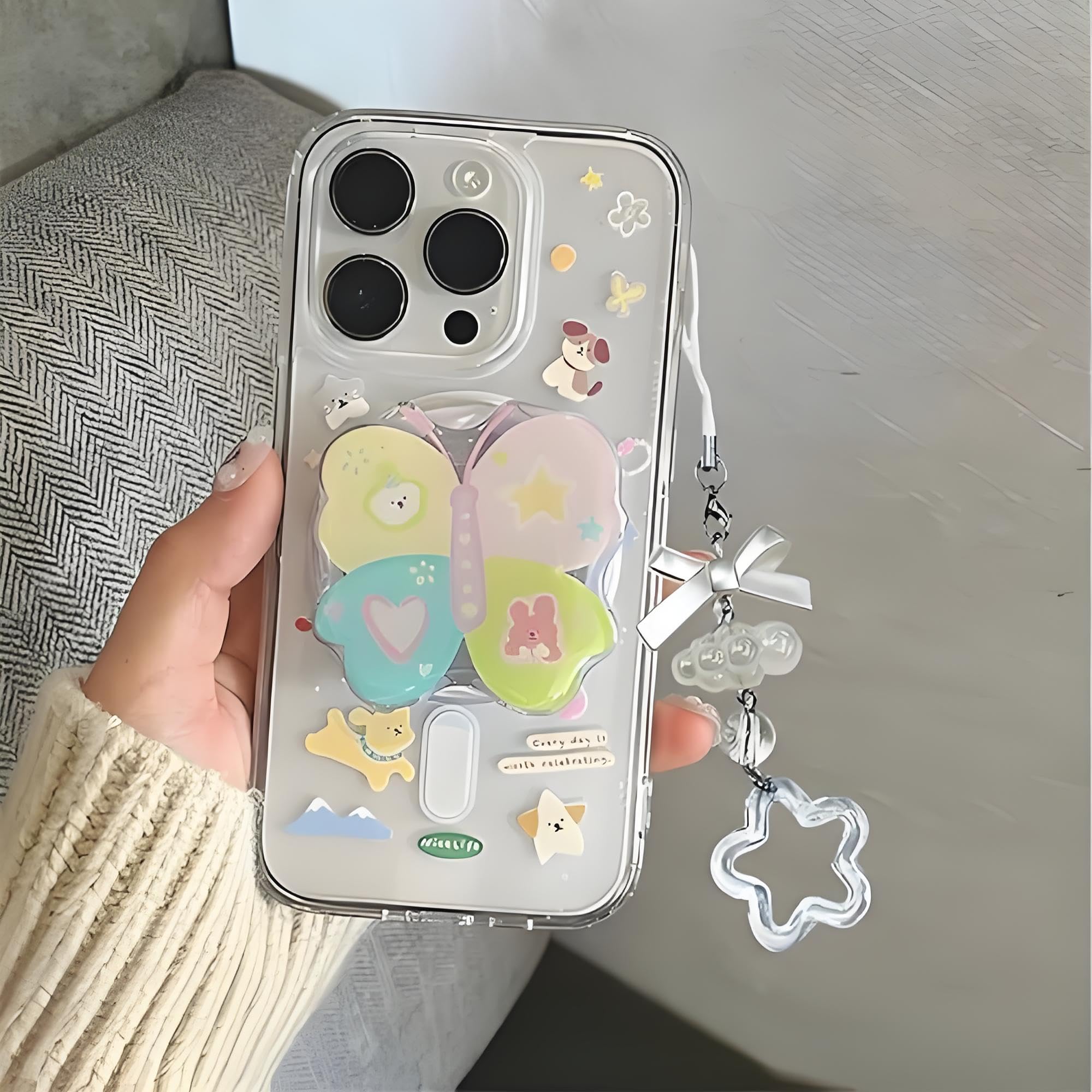 Zibuyu Phone Charms Set for Girls featuring Cloud, Star, Bow and Moon Designs | 4Pcs Acrylic
