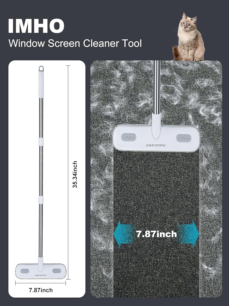 HASTHIP® Window Cleaning Brush 2 Sides - 2 in 1 Mesh Cleaning Brush Mirror Clean Wiper for Patio,Door,Porch Screens White &Grey Cleaners for Screen-Off-White