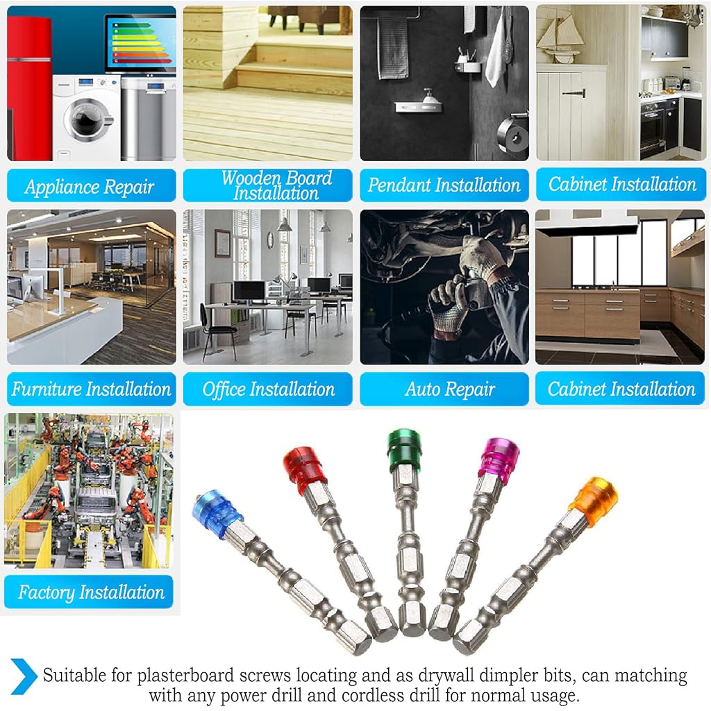 Supvox® Sirius&Co 5Pcs PH2 Magnetic Phillips Screwdriver Bit Set 1/4 Inch Hex Shank Cross Screw Electric Power Drivers Bits