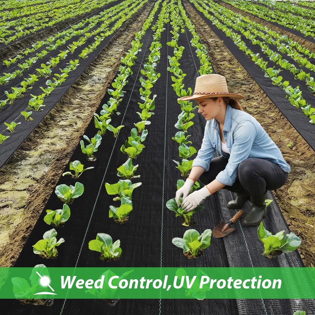 HASTHIP Weed Barrier Fabric for Garden and Pathway Weed Control 3.3ft x 32.8ft | Permeable UV‑Resistant Landscape Cloth