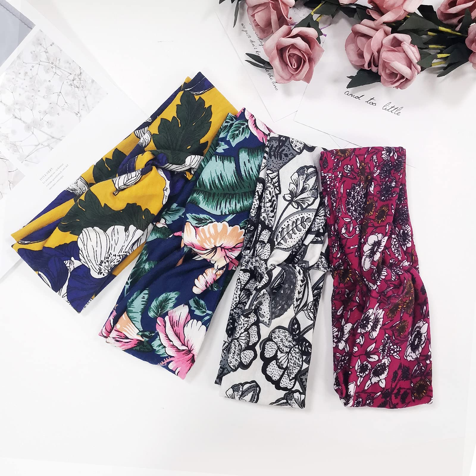 MAYCREATE Headbands for Women and Girls featuring Classic Bow Design and Soft Cotton | 2 Pack 44 cm Stretch Fit