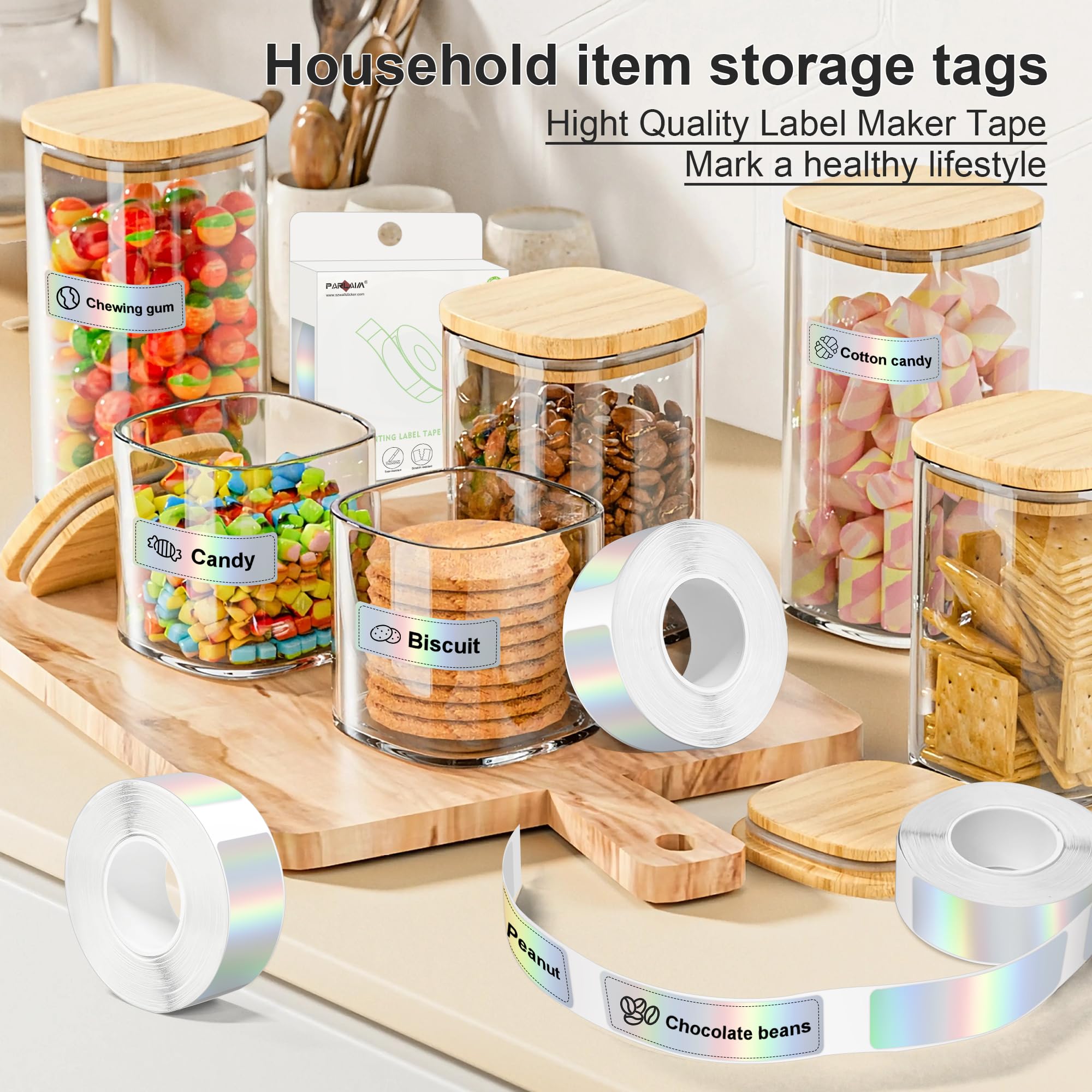 Zeitel Mini Label Printer Machine for Office with 320 pcs 12x40 mm Thermal Paper Roll | Holographic Silver Adhesive Stickers