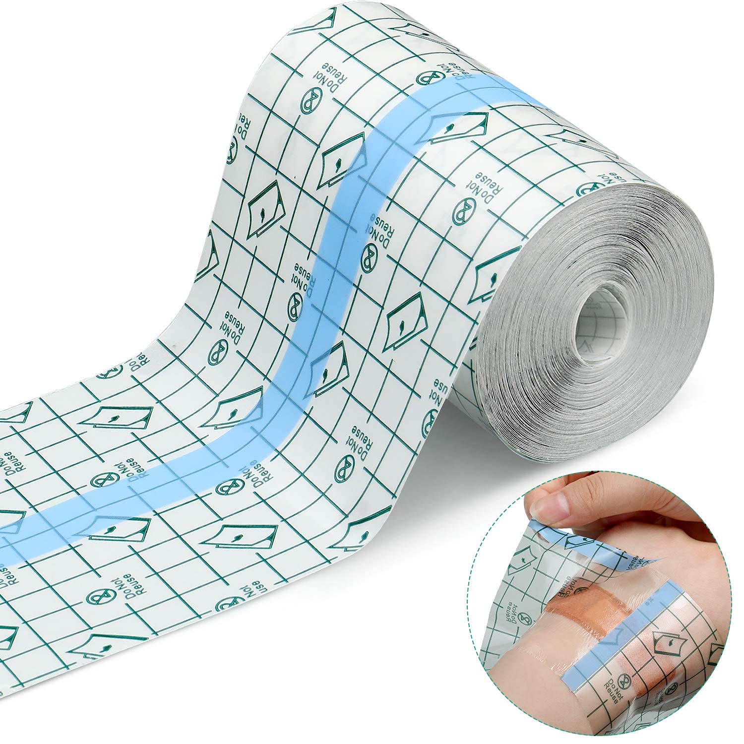 HANNEA Freely Cut Transparent Stretch Adhesive Bandage Dressing PU Film Wound Waterproof Sticker Good for Wound Healing Both for people or Pets Dressing Pads Tattoo Aftercare Bandage(2 * 197inch)