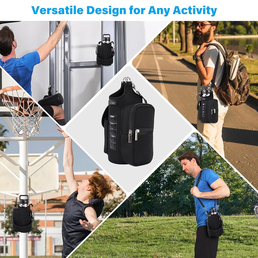 ELEPHANTBOAT® Water Bottle Sleeve 32Oz Tumbler Cup Holder Sling Carrier with Double Layer Zipper Pouch & Phone Compartment, Added Magnetic Function Design, Thermal Water Bottle Sleeve Bag
