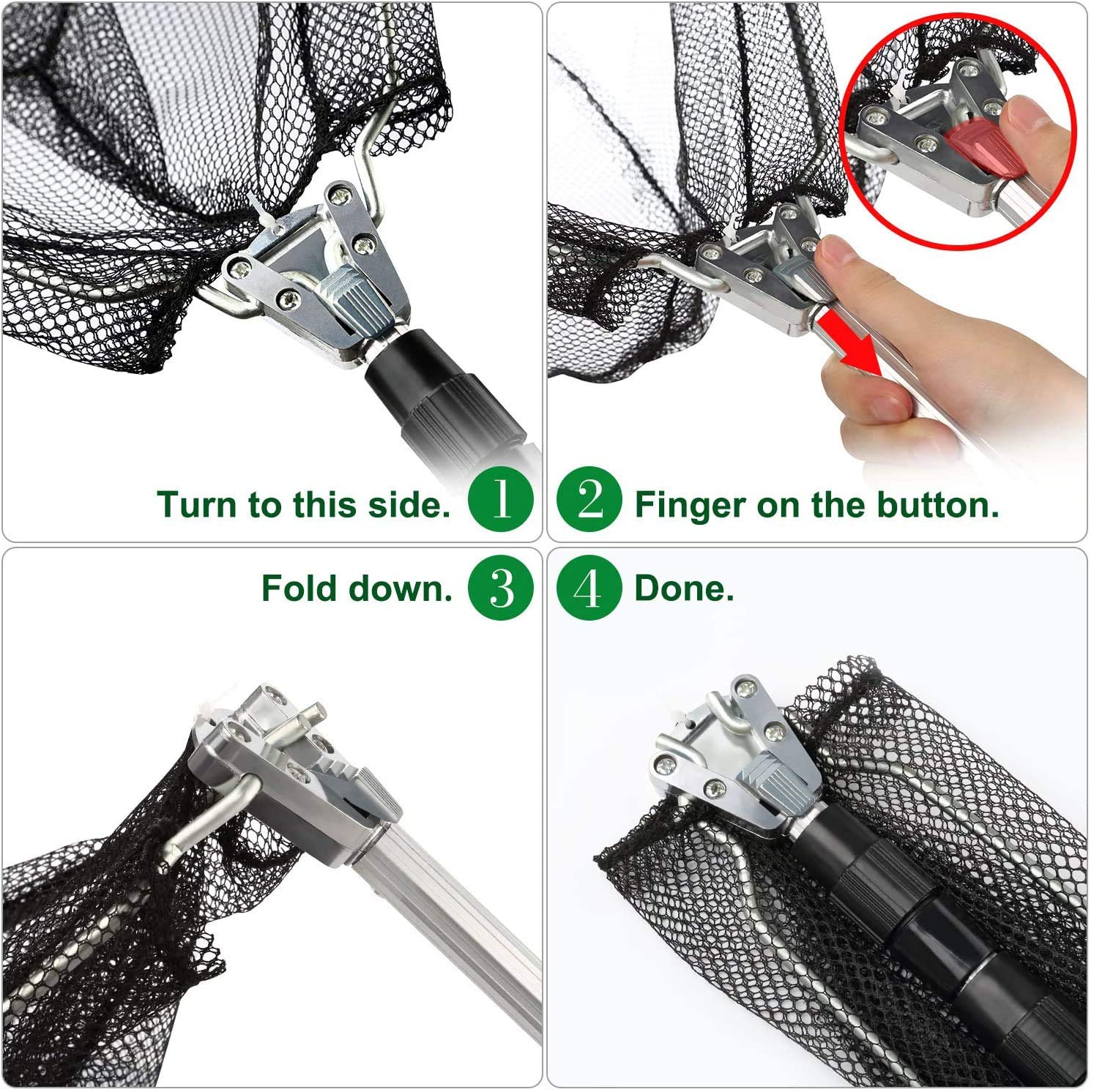 PROBEROS Fishing Landing Net for River and Boat with 66 in Telescopic Handle | Foldable Aluminum Alloy Design