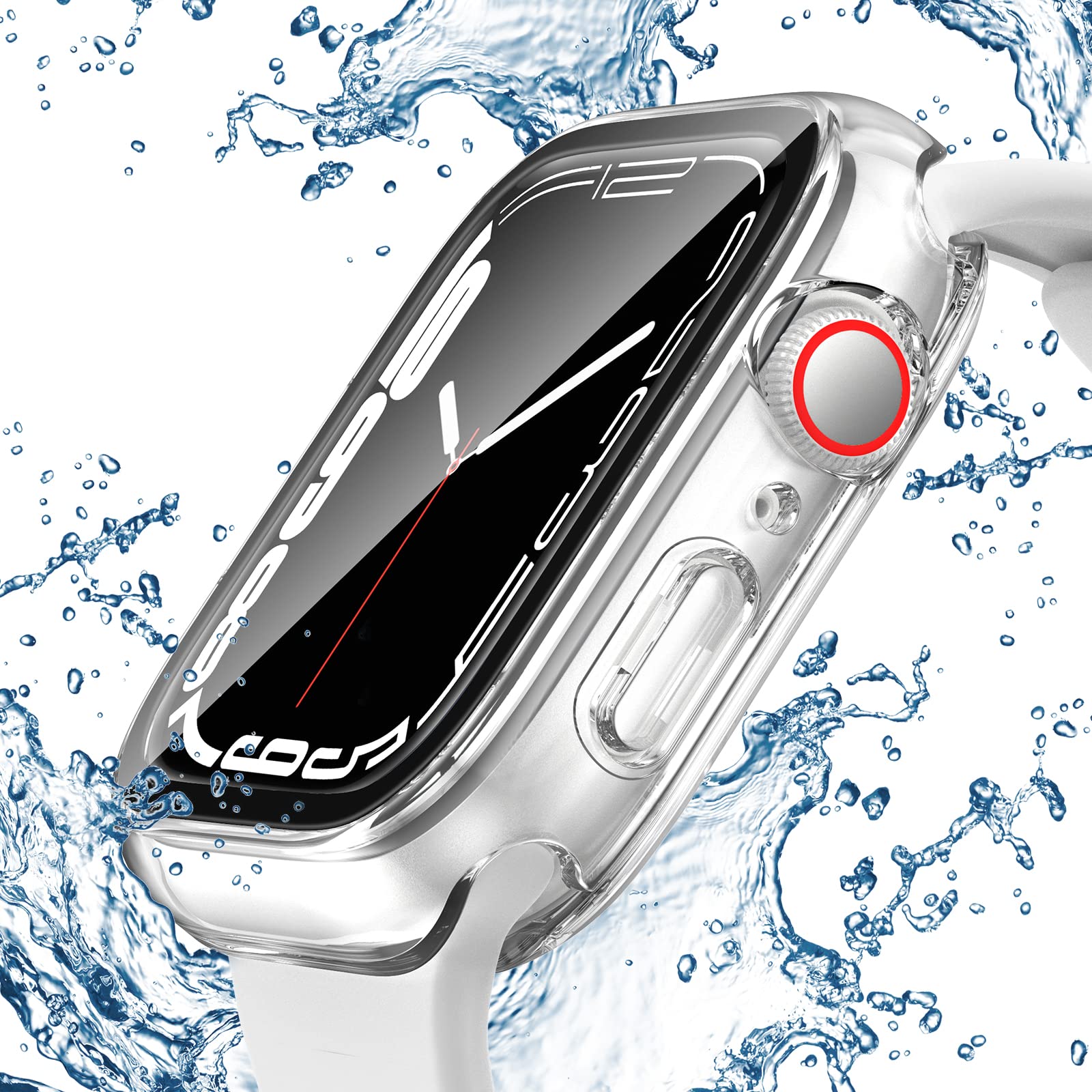 ZORBES Waterproof Hard Case for Apple Watch Series 7 45mm with 9H Tempered Glass | Daily Water Protection